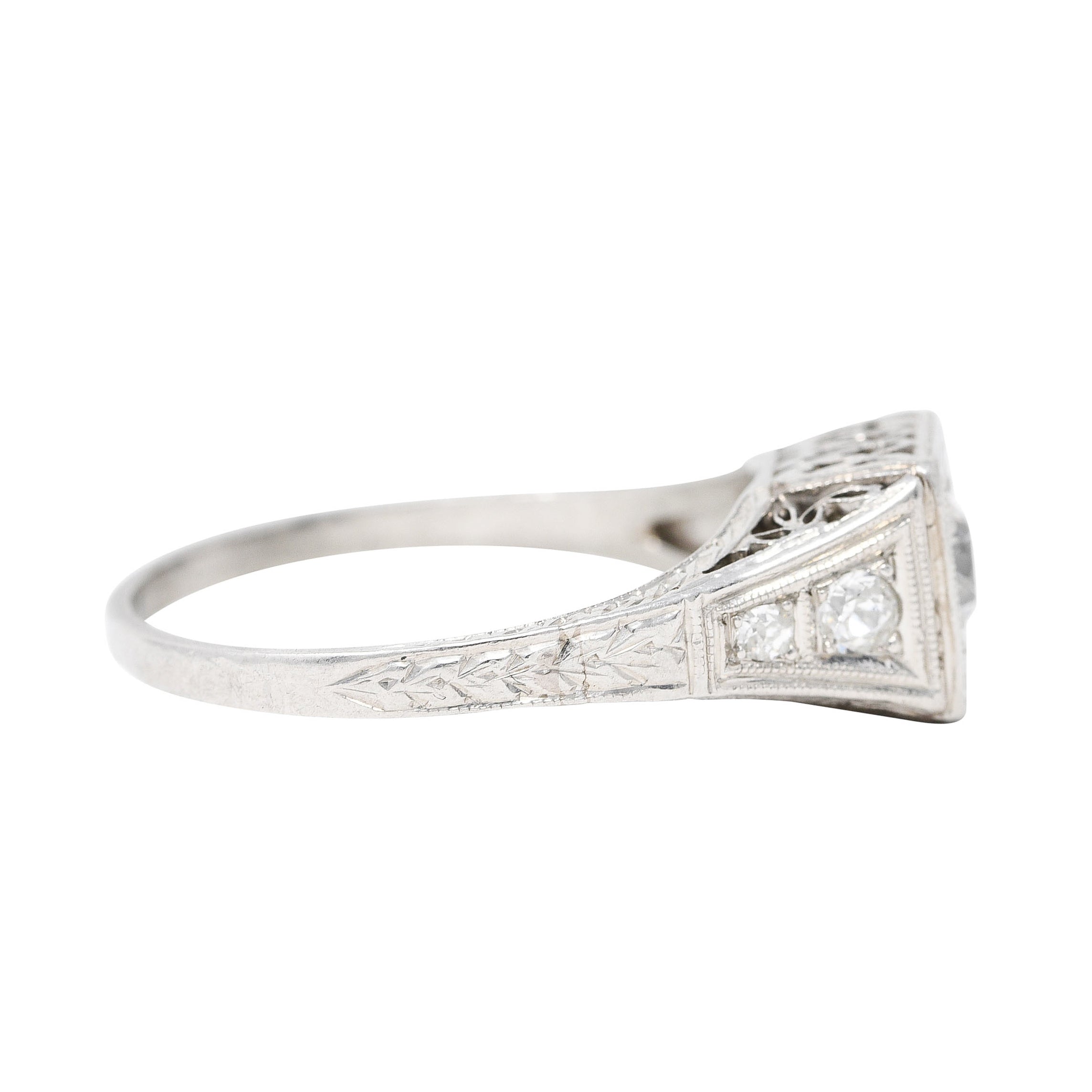 Art Deco 0.46 CTW Diamond Platinum Trellis Engagement Ring Wilson's Estate Jewelry