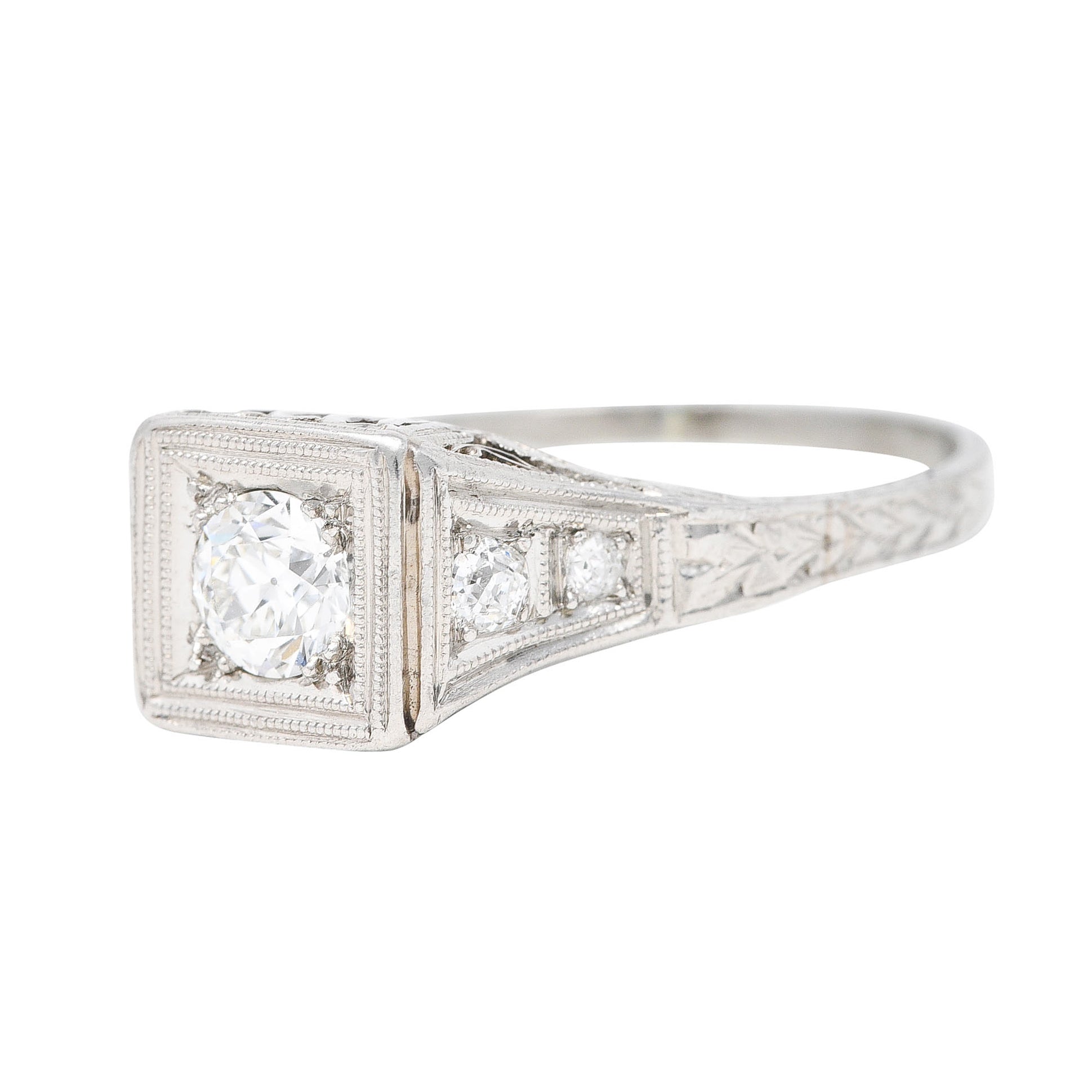 Art Deco 0.46 CTW Diamond Platinum Trellis Engagement Ring Wilson's Estate Jewelry