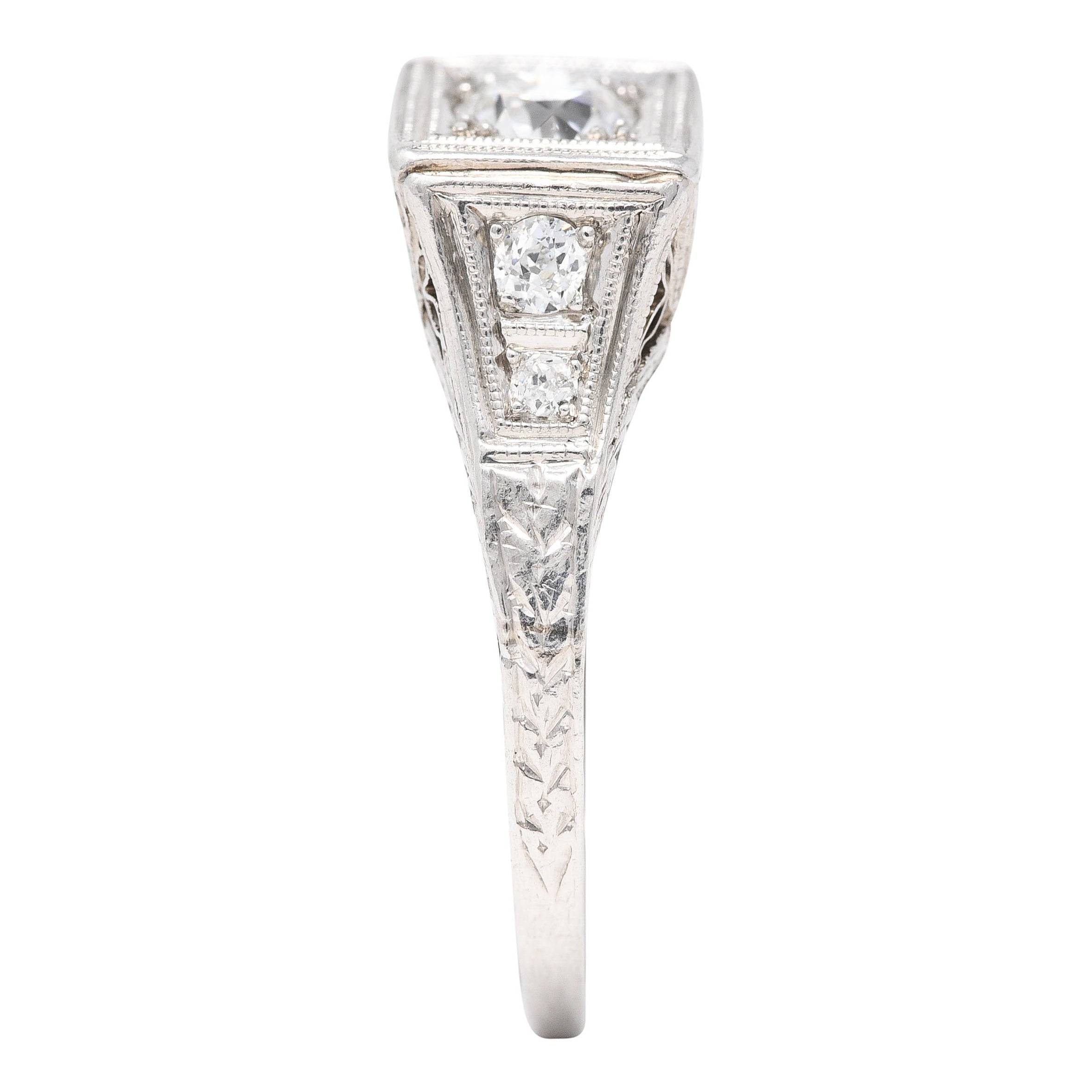 Art Deco 0.46 CTW Diamond Platinum Trellis Engagement Ring Wilson's Estate Jewelry