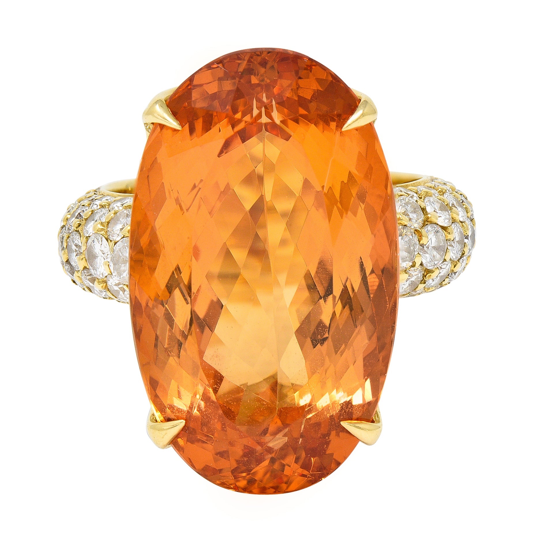 H. Stern 26.03 CTW Imperial Topaz Diamond 18 Karat Yellow Gold Cocktail Ring Wilson's Estate Jewelry