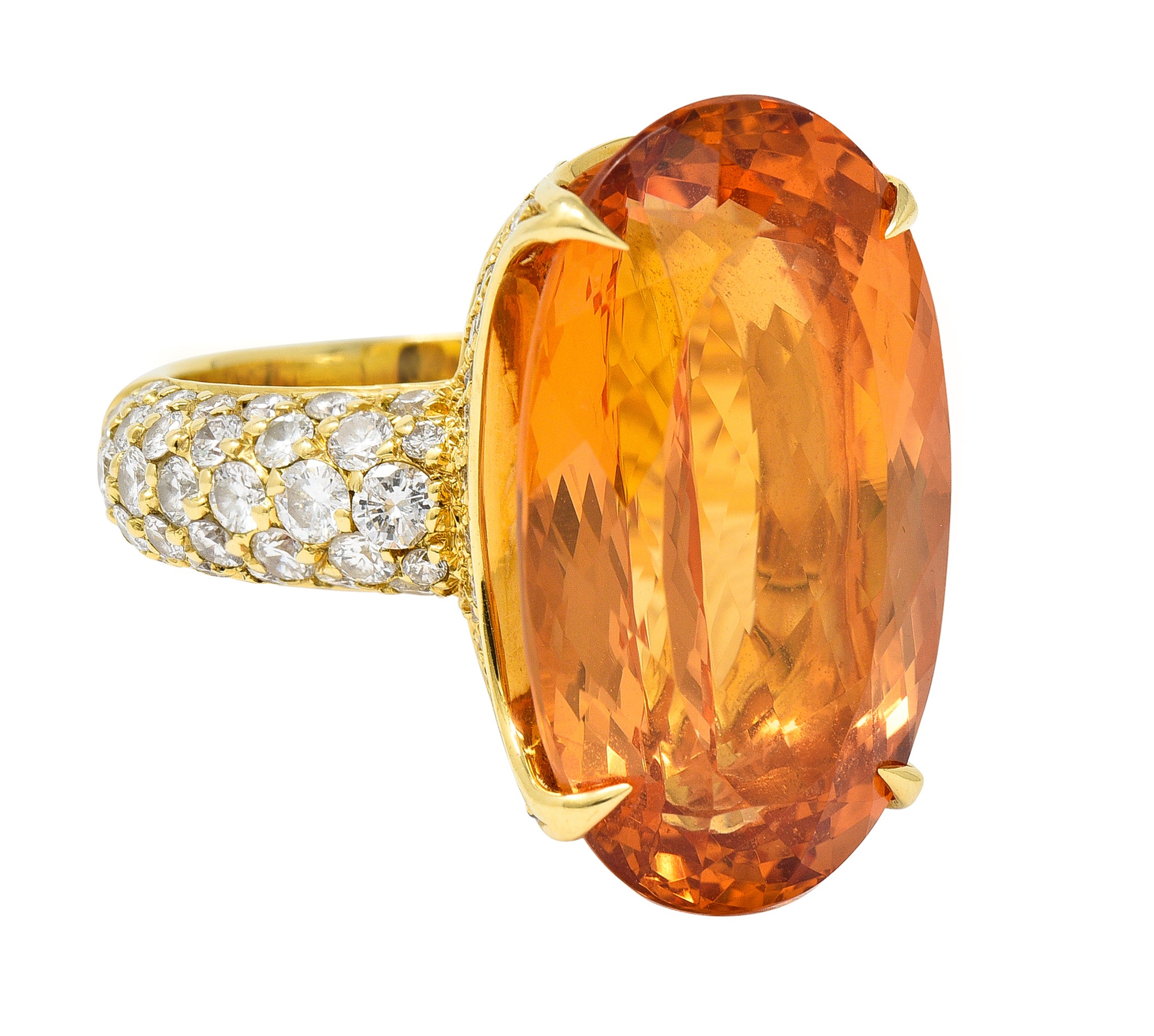 H. Stern 26.03 CTW Imperial Topaz Diamond 18 Karat Yellow Gold Cocktail Ring Wilson's Estate Jewelry