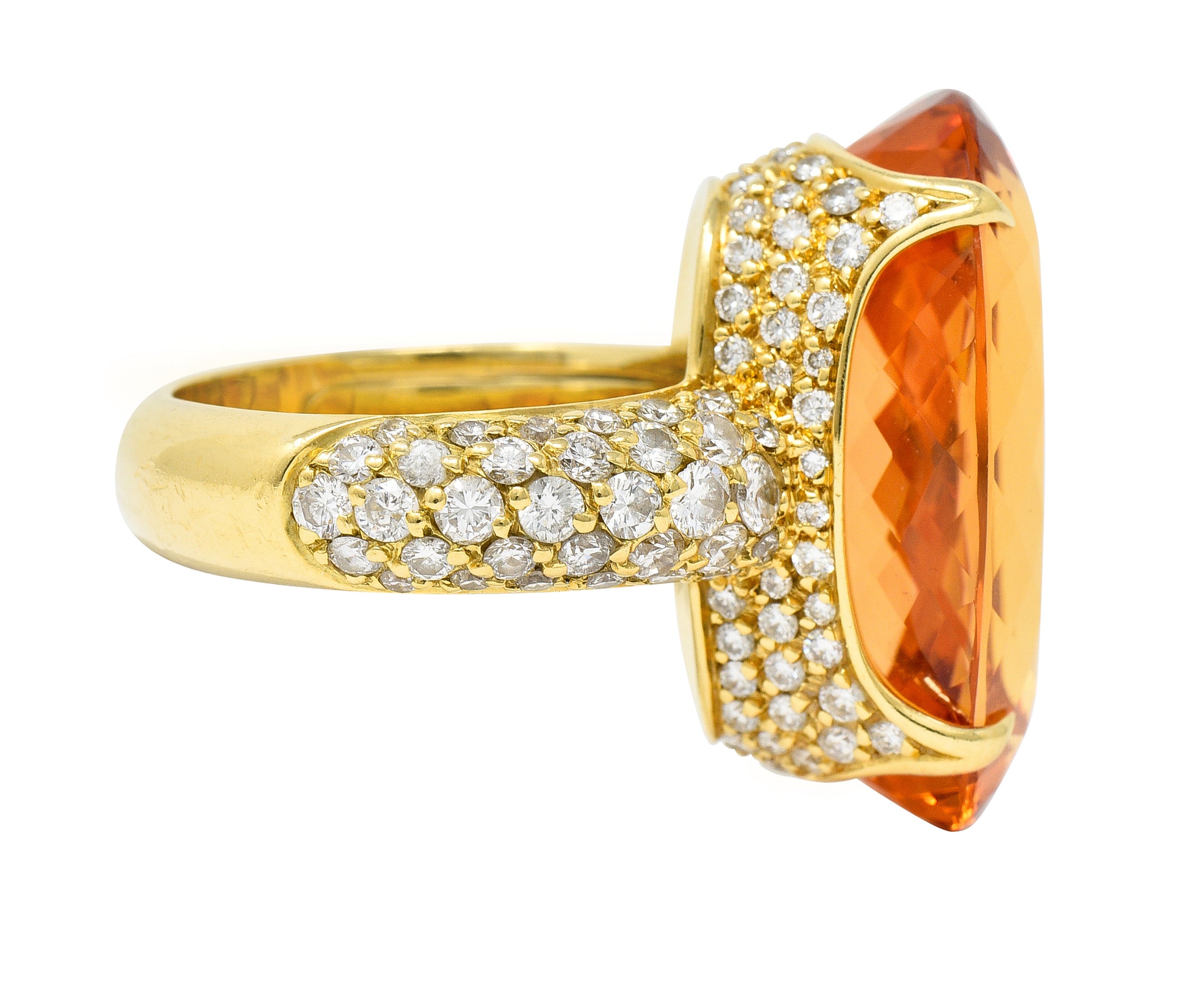 H. Stern 26.03 CTW Imperial Topaz Diamond 18 Karat Yellow Gold Cocktail Ring Wilson's Estate Jewelry