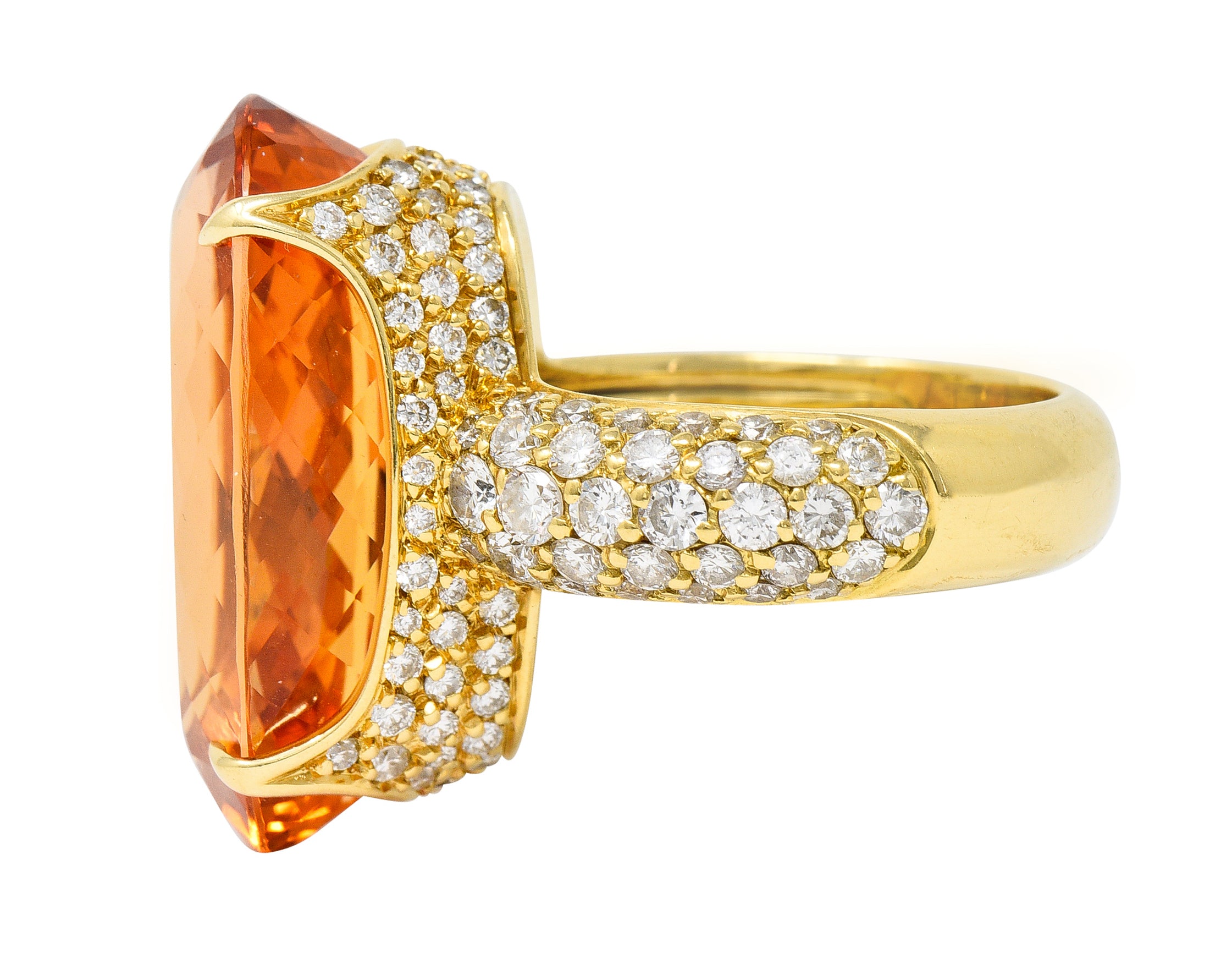 H. Stern 26.03 CTW Imperial Topaz Diamond 18 Karat Yellow Gold Cocktail Ring Wilson's Estate Jewelry