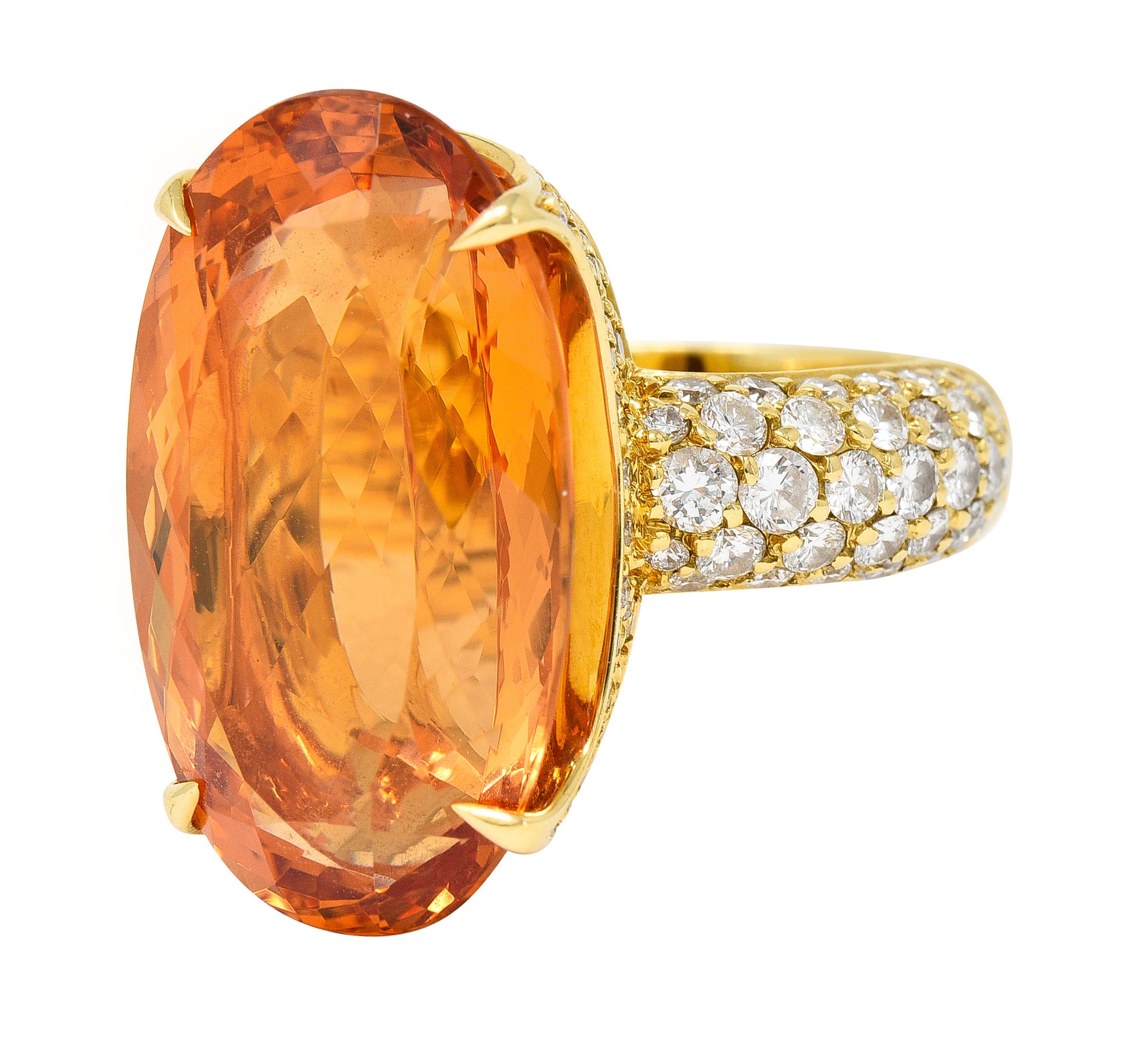 H. Stern 26.03 CTW Imperial Topaz Diamond 18 Karat Yellow Gold Cocktail Ring Wilson's Estate Jewelry