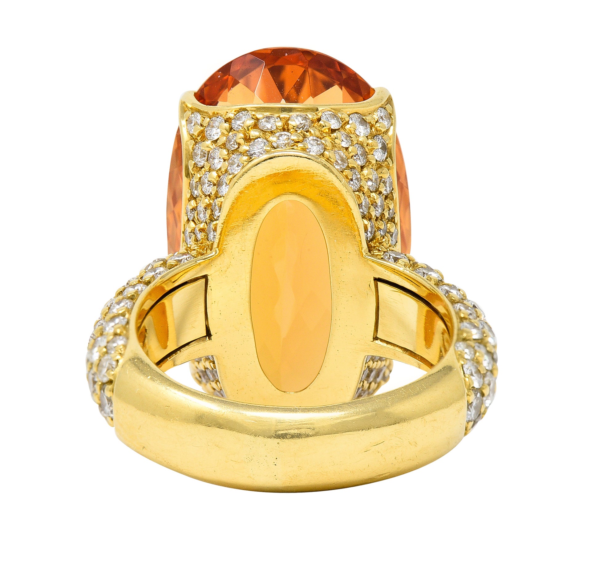 H. Stern 26.03 CTW Imperial Topaz Diamond 18 Karat Yellow Gold Cocktail Ring Wilson's Estate Jewelry