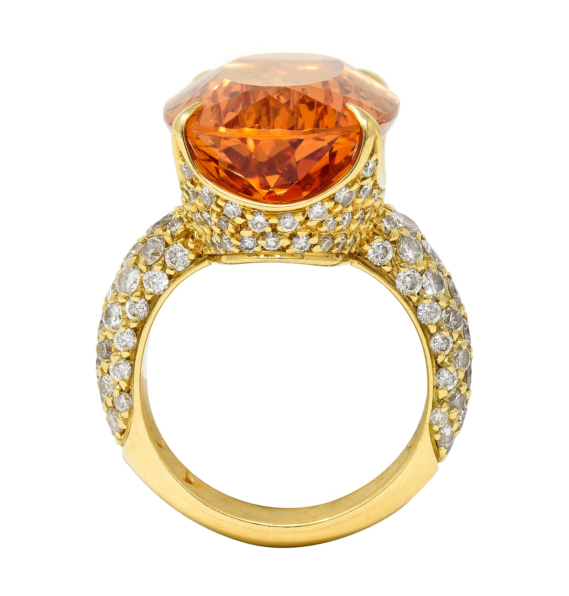 H. Stern 26.03 CTW Imperial Topaz Diamond 18 Karat Yellow Gold Cocktail Ring Wilson's Estate Jewelry