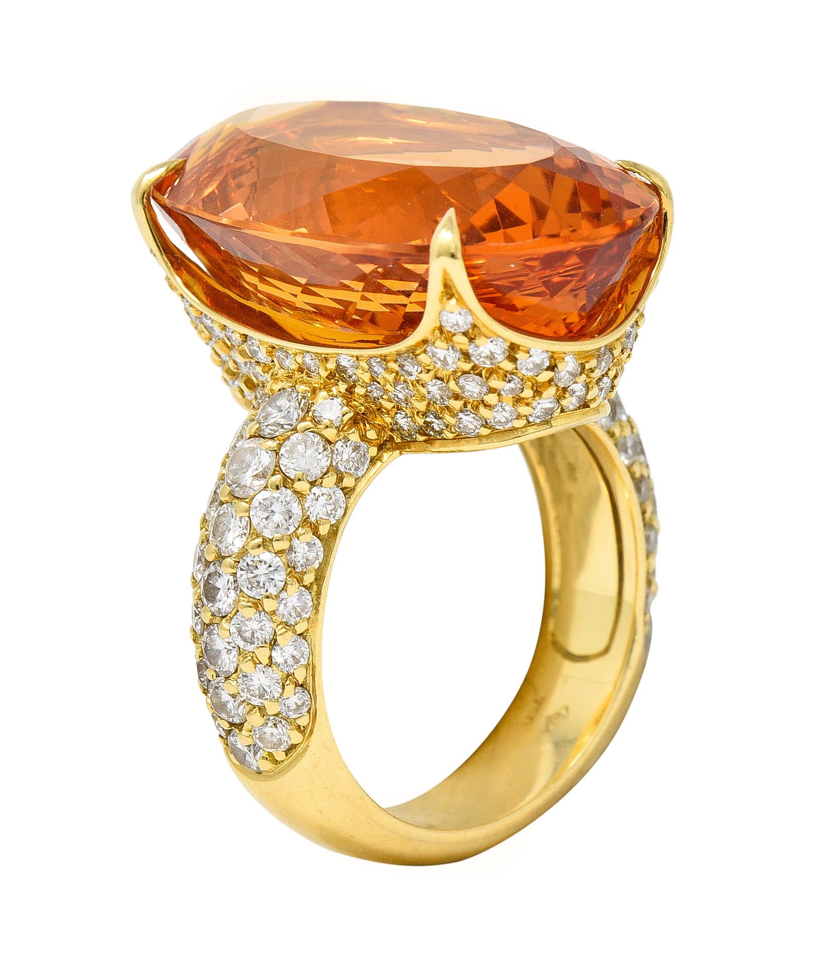 H. Stern 26.03 CTW Imperial Topaz Diamond 18 Karat Yellow Gold Cocktail Ring Wilson's Estate Jewelry