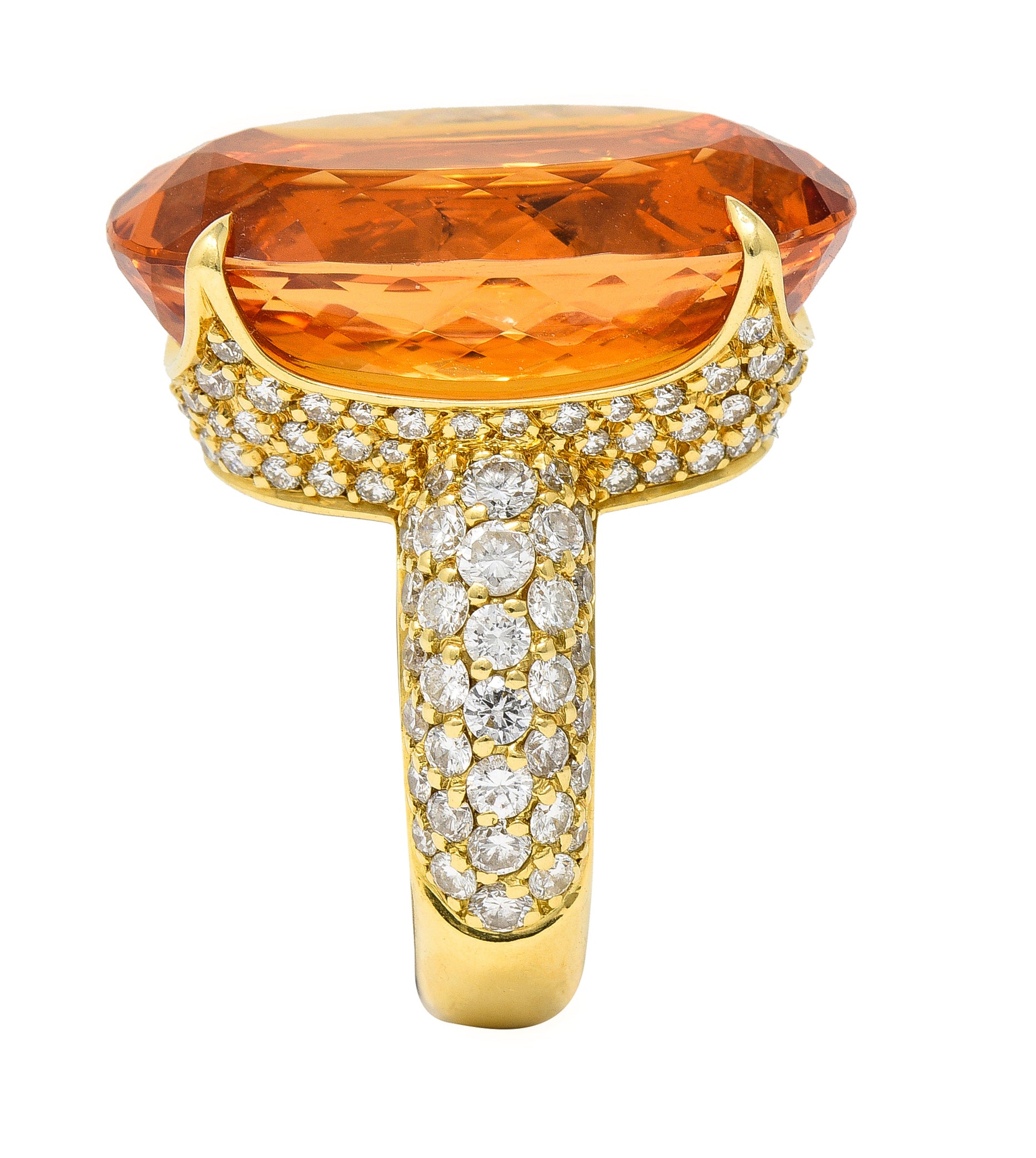 H. Stern 26.03 CTW Imperial Topaz Diamond 18 Karat Yellow Gold Cocktail Ring Wilson's Estate Jewelry