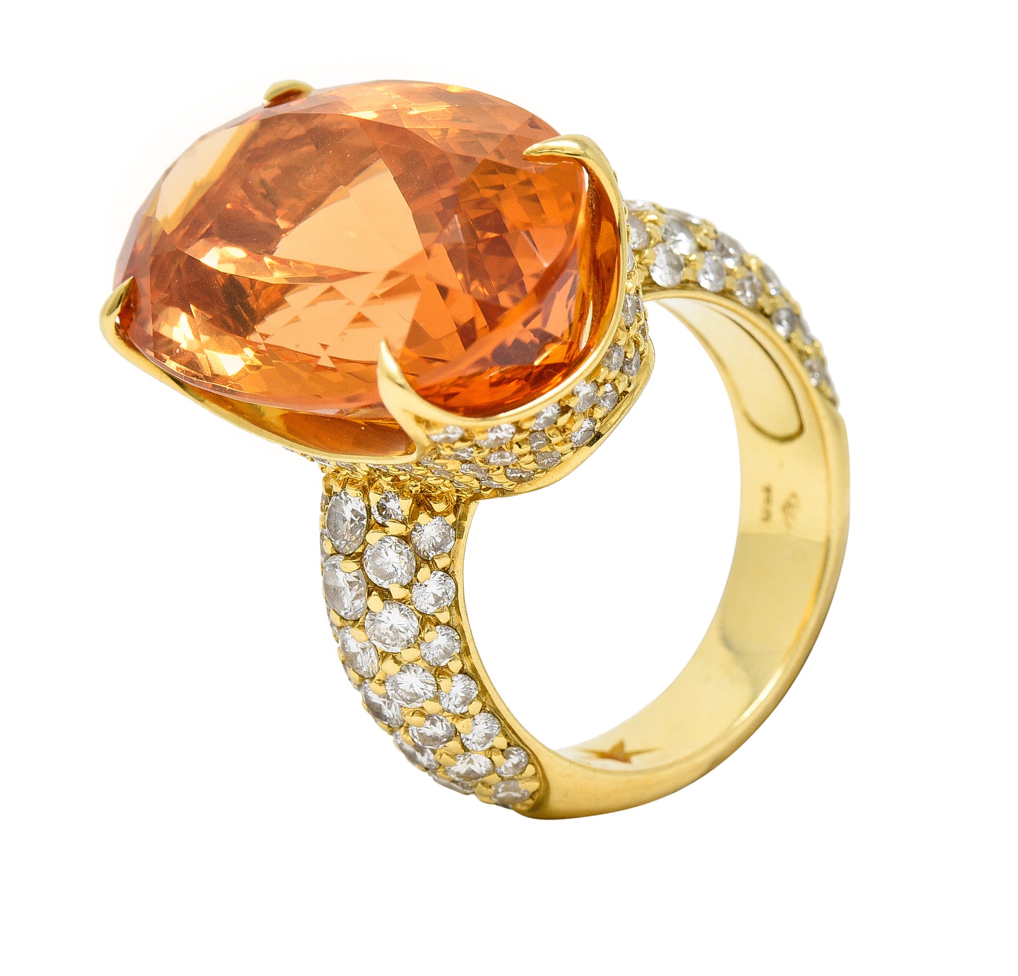 H. Stern 26.03 CTW Imperial Topaz Diamond 18 Karat Yellow Gold Cocktail Ring Wilson's Estate Jewelry