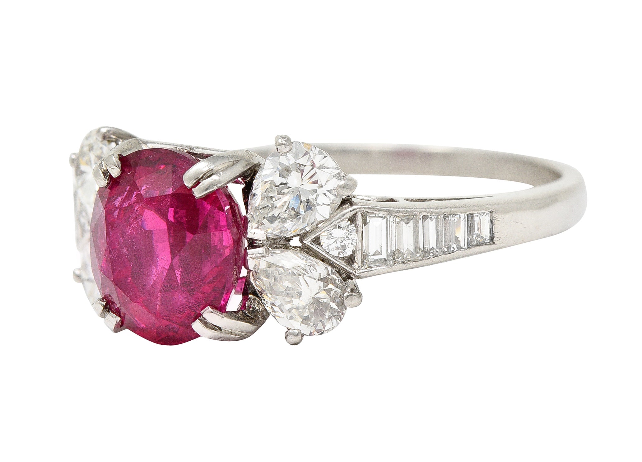 Mid-Century 4.31 CTW No Heat Burma Spinel Diamond Platinum Vintage Ring GIA Wilson's Estate Jewelry