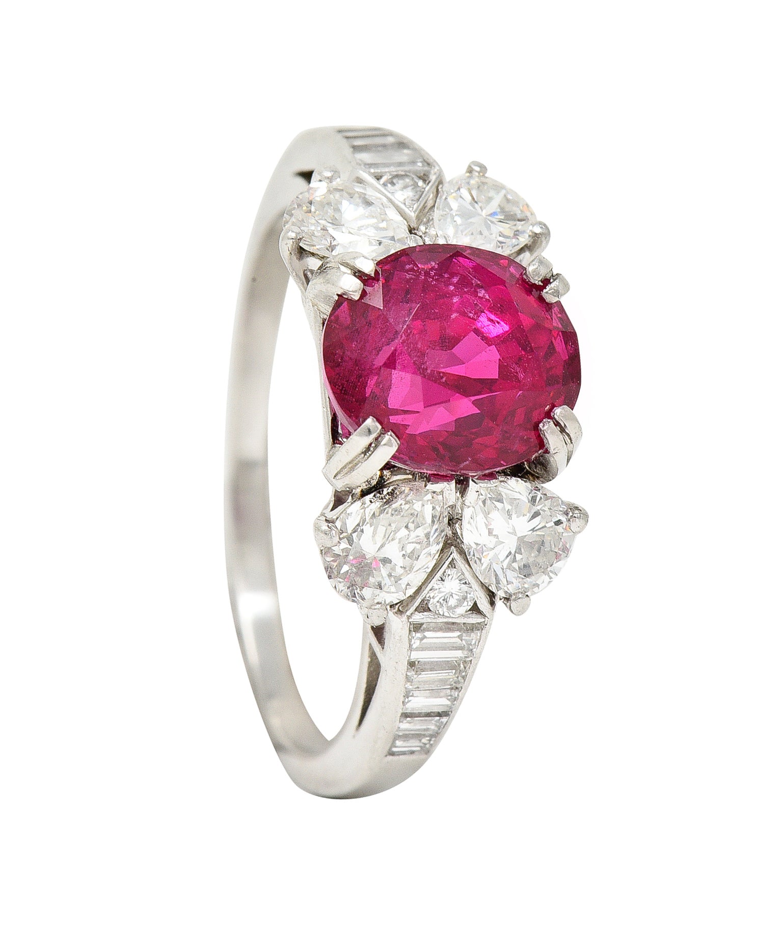 Mid-Century 4.31 CTW No Heat Burma Spinel Diamond Platinum Vintage Ring GIA Wilson's Estate Jewelry