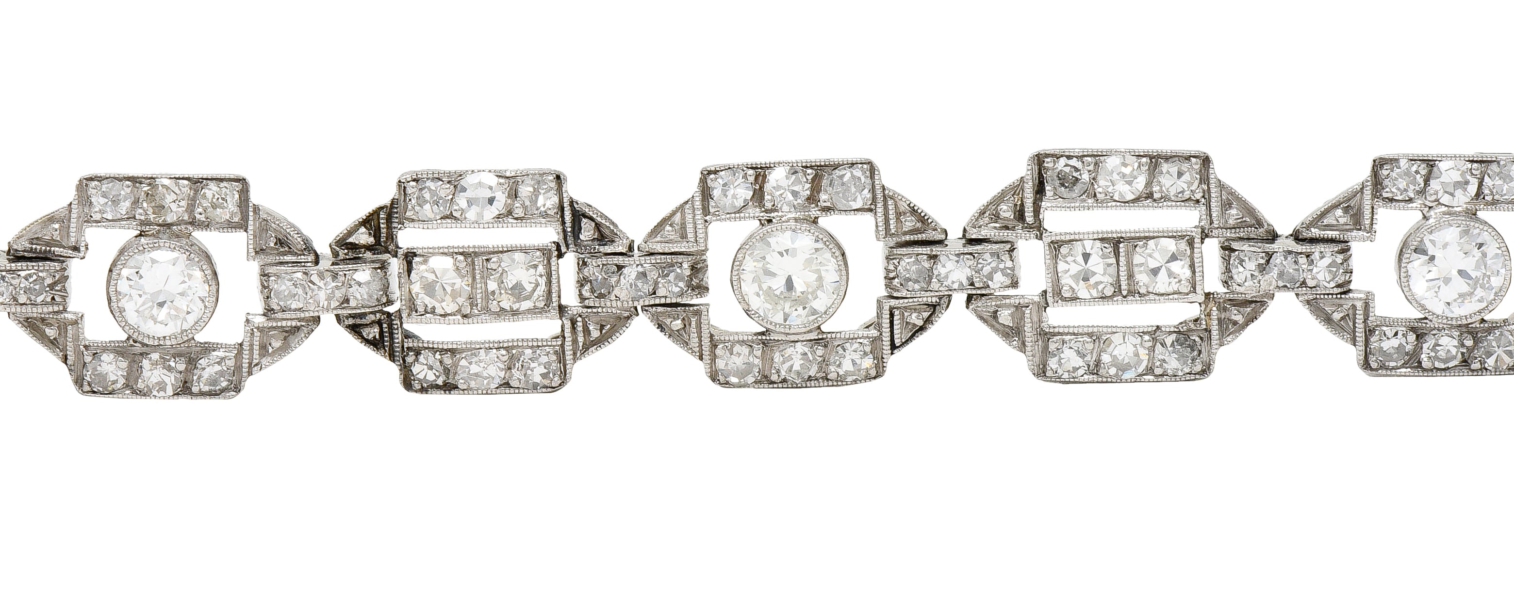 Art Deco Diamond Platinum Geometric Line Bracelet Wilson's Estate Jewelry