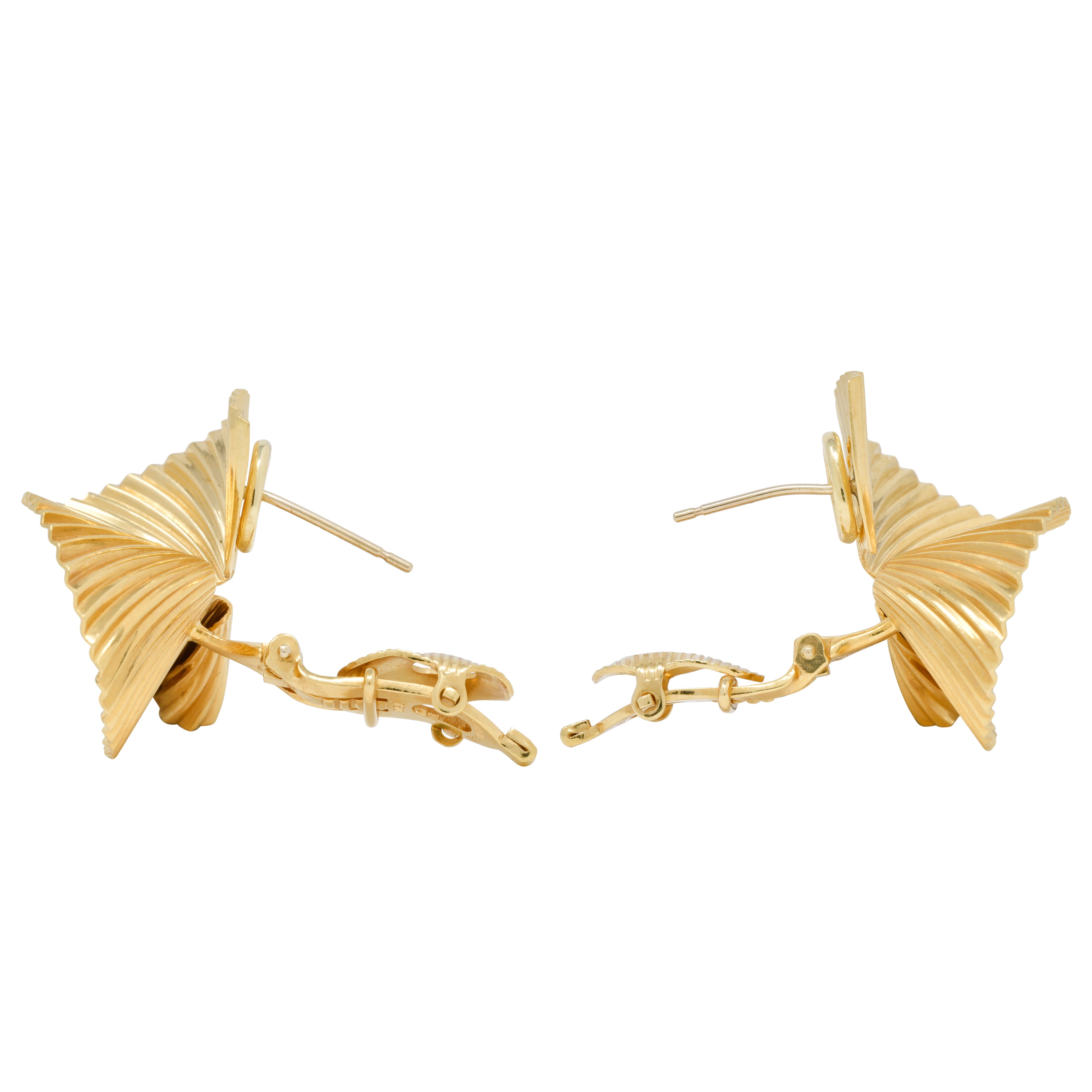 Tiffany & Co. Retro 18 Karat Gold Vintage Fanning Schuler Vintage Earrings Wilson's Estate Jewelry