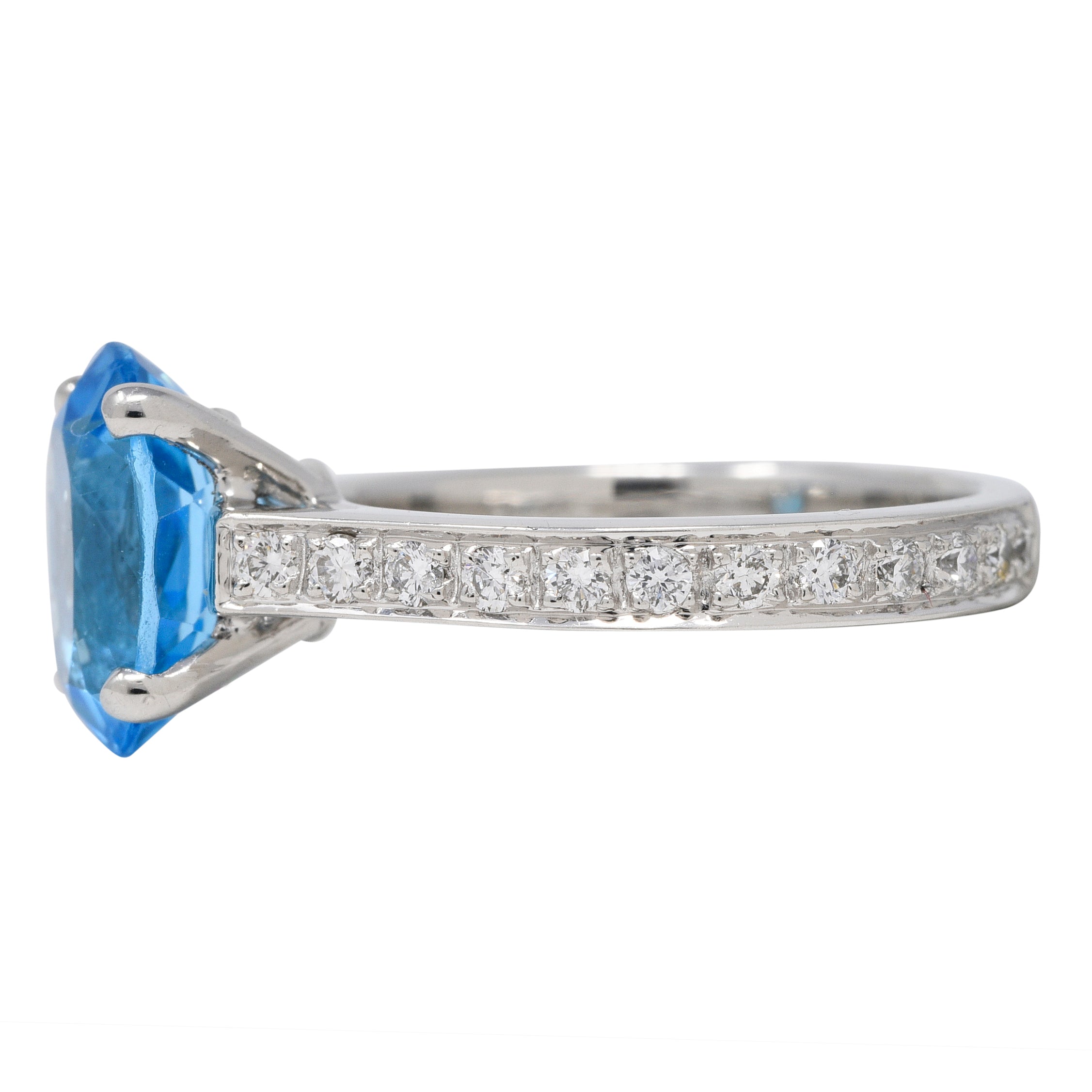 Contemporary Blue Topaz Diamond Platinum Gemstone Ring Wilson's Estate Jewelry