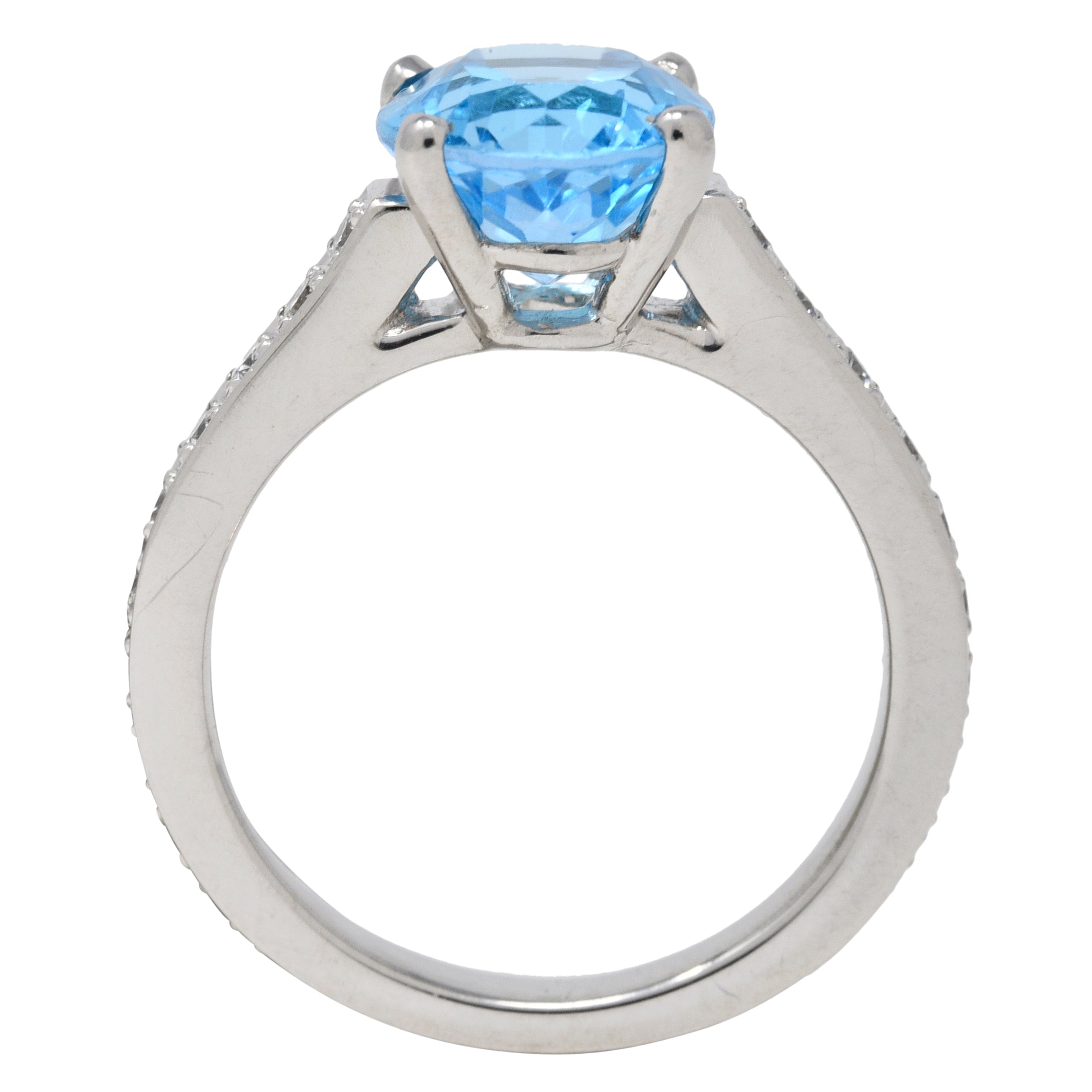 Contemporary Blue Topaz Diamond Platinum Gemstone Ring Wilson's Estate Jewelry