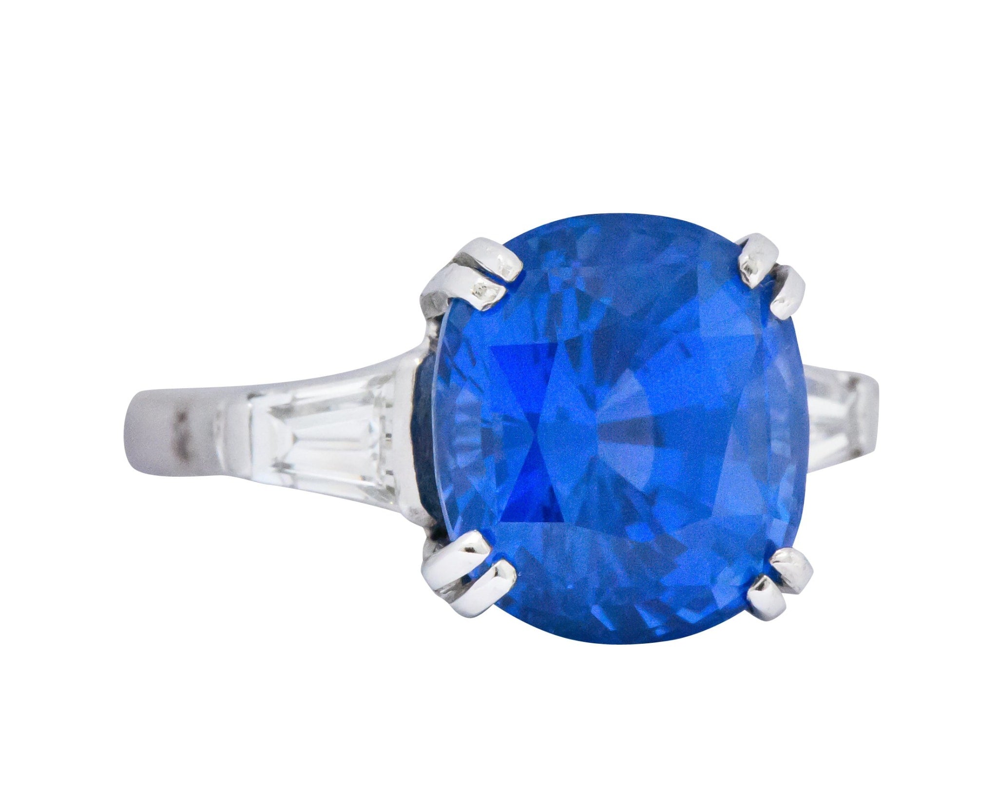 Vintage 8.62 CTW No Heat Ceylon Sapphire Diamond Platinum Ring AGL Wilson's Estate Jewelry