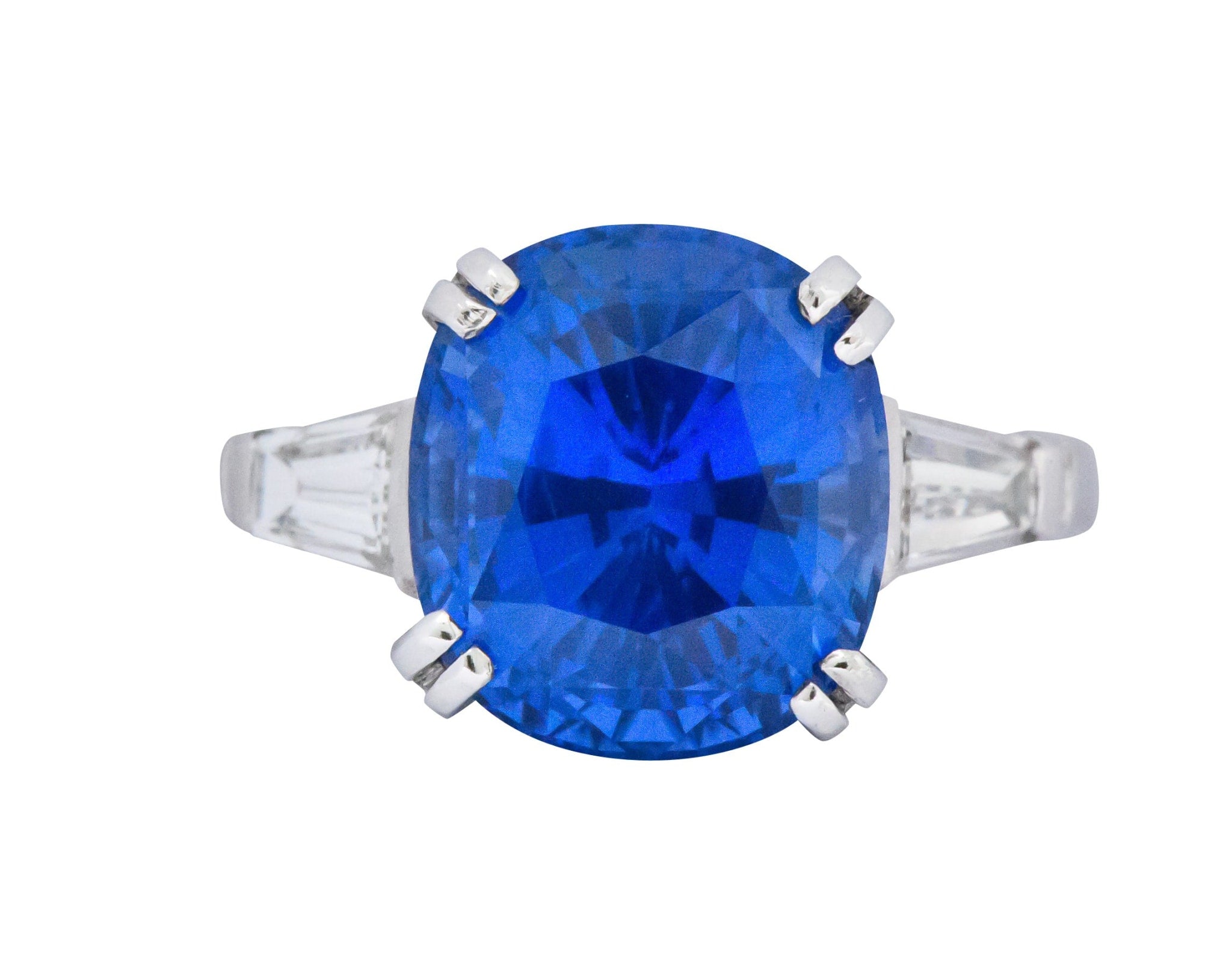 Vintage 8.62 CTW No Heat Ceylon Sapphire Diamond Platinum Ring AGL Wilson's Estate Jewelry