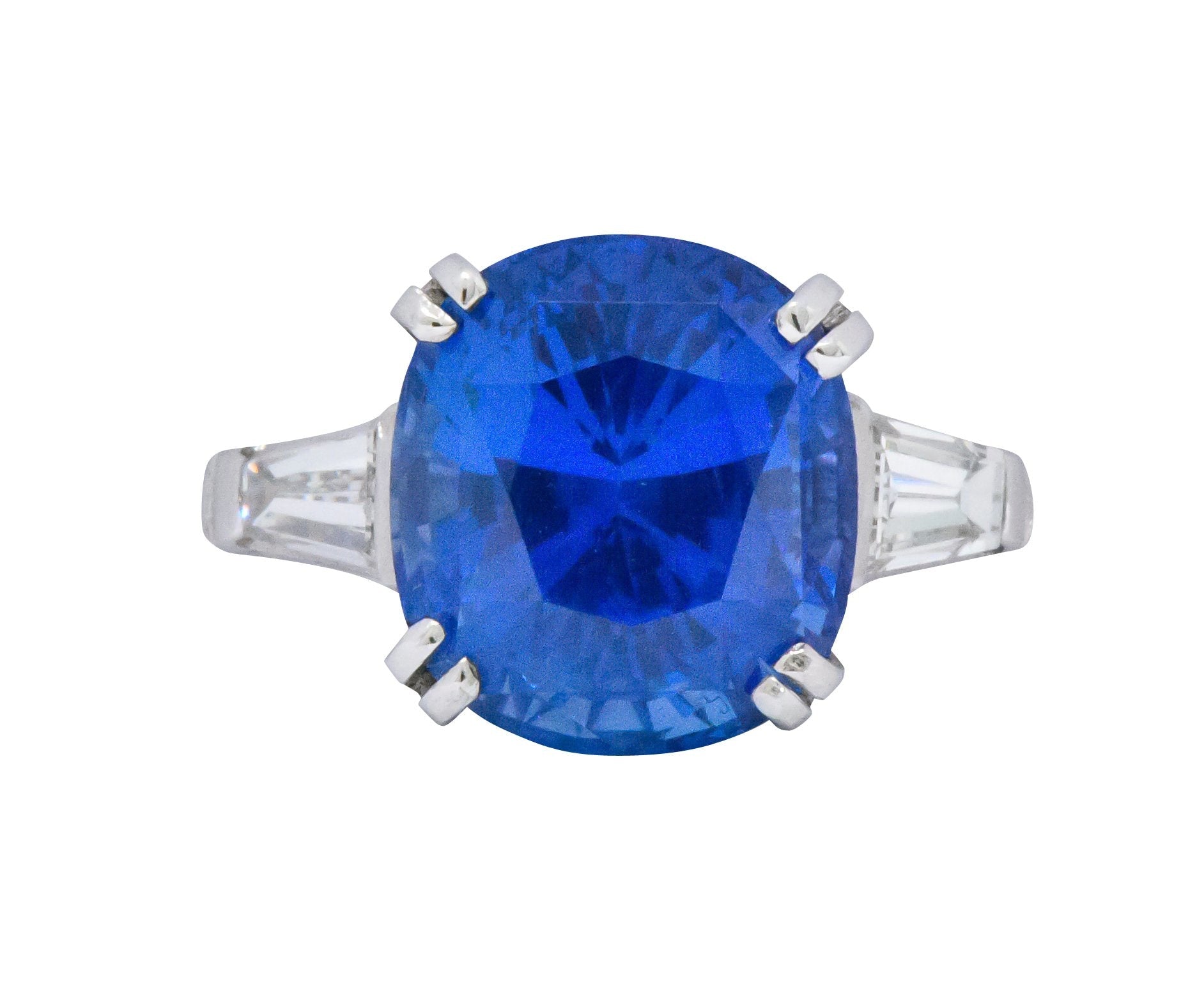 Vintage 8.62 CTW No Heat Ceylon Sapphire Diamond Platinum Ring AGL Wilson's Estate Jewelry