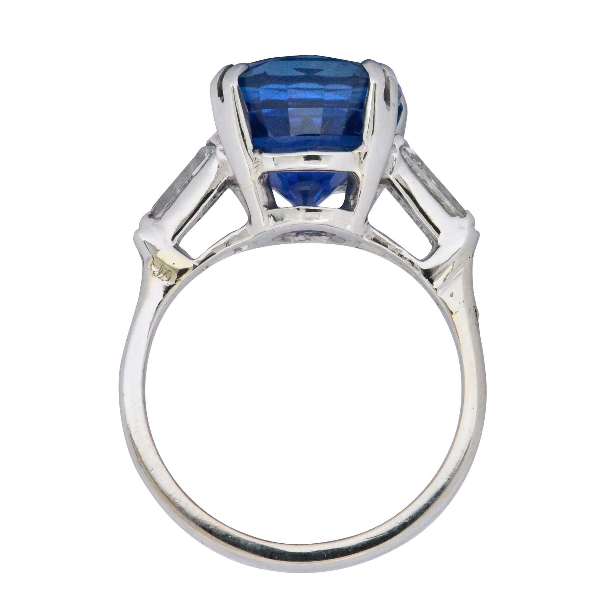 Vintage 8.62 CTW No Heat Ceylon Sapphire Diamond Platinum Ring AGL Wilson's Estate Jewelry