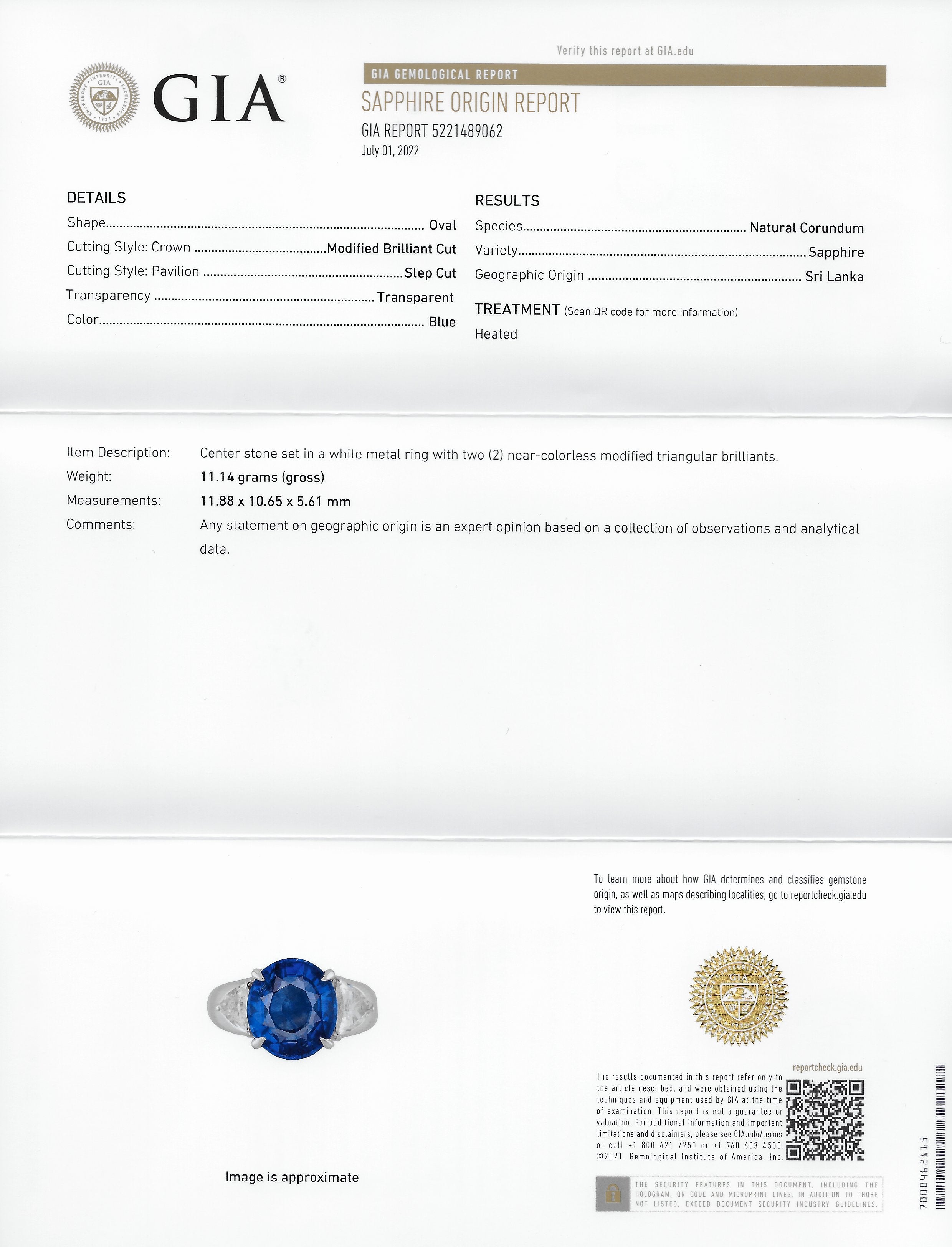 Contemporary 7.55 CTW Ceylon Sapphire Diamond Platinum Unisex Gemstone Ring GIA Wilson's Estate Jewelry