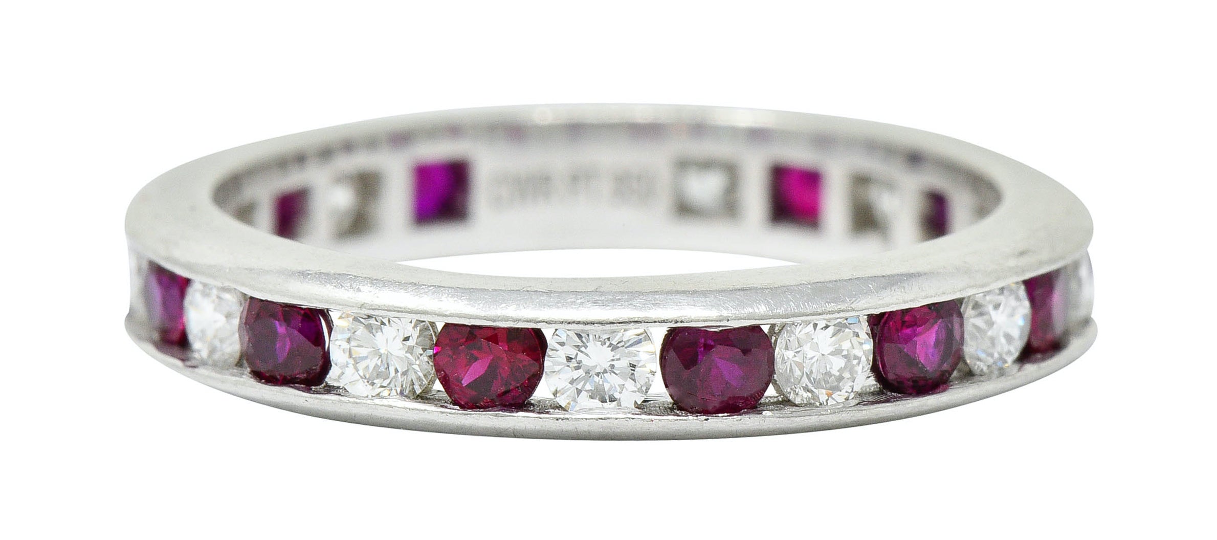 Contemporary 1.56 CTW Ruby Diamond Platinum Eternity Channel Band RingRing - Wilson's Estate Jewelry