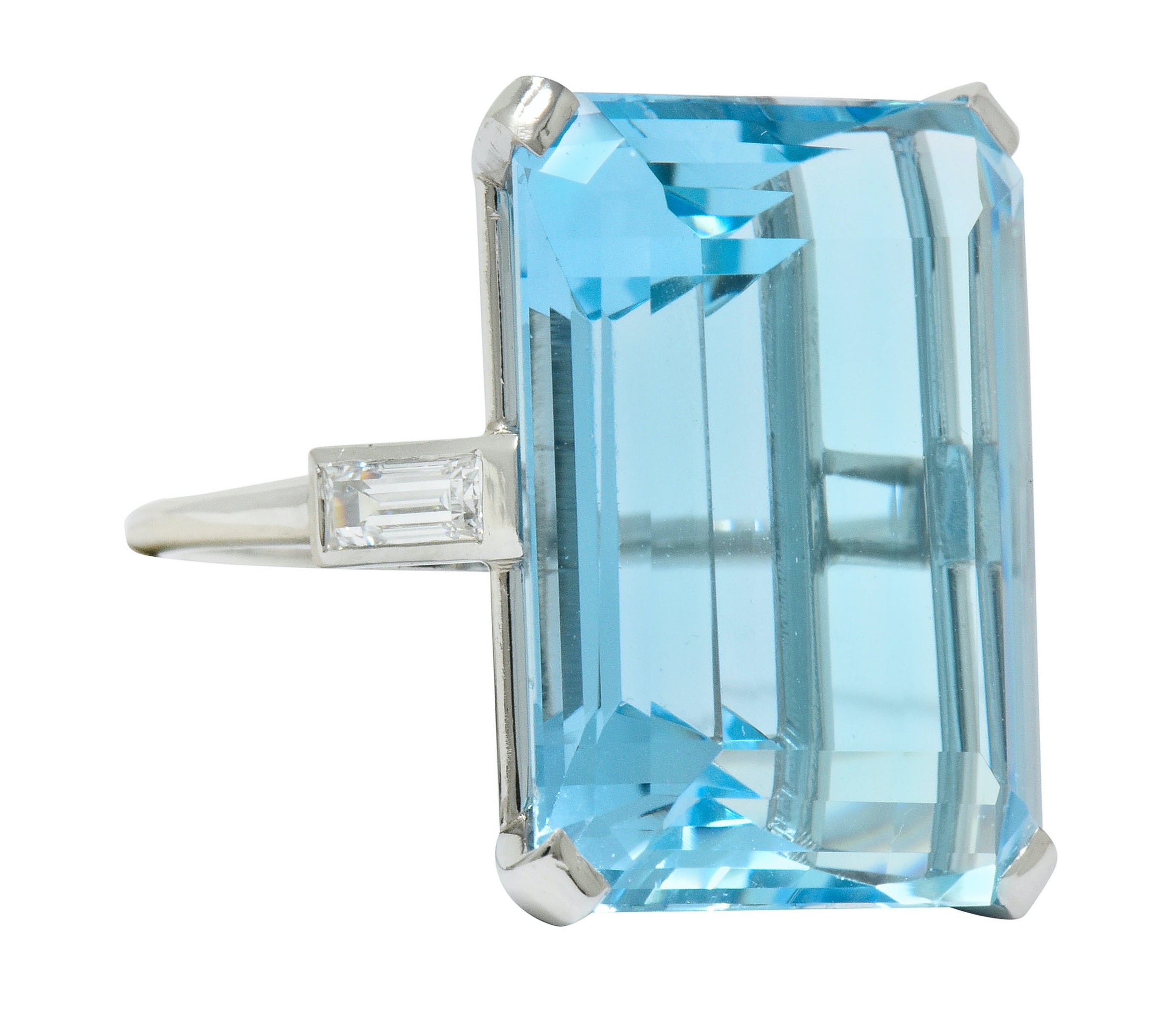 Exquisite Cartier 36.09 CTW Aquamarine Diamond Platinum Retro Cocktail Ring - Wilson's Estate Jewelry