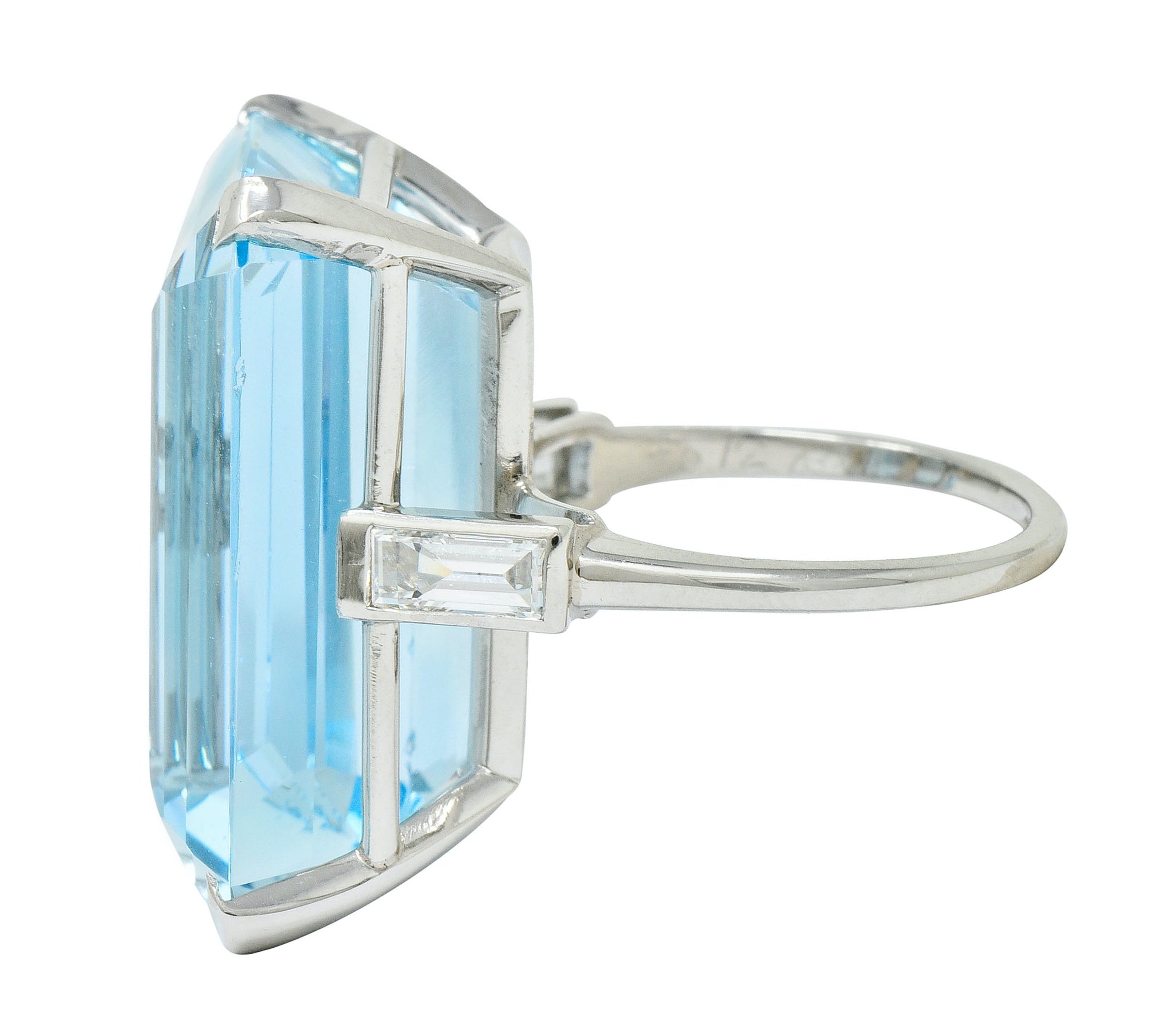 Exquisite Cartier 36.09 CTW Aquamarine Diamond Platinum Retro Cocktail Ring - Wilson's Estate Jewelry