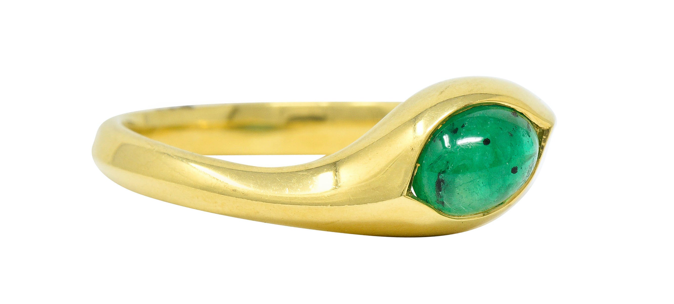 Vintage Emerald Cabochon 18 Karat Gold Eyelet Band Ring Circa 1990sRing - Wilson's Estate Jewelry