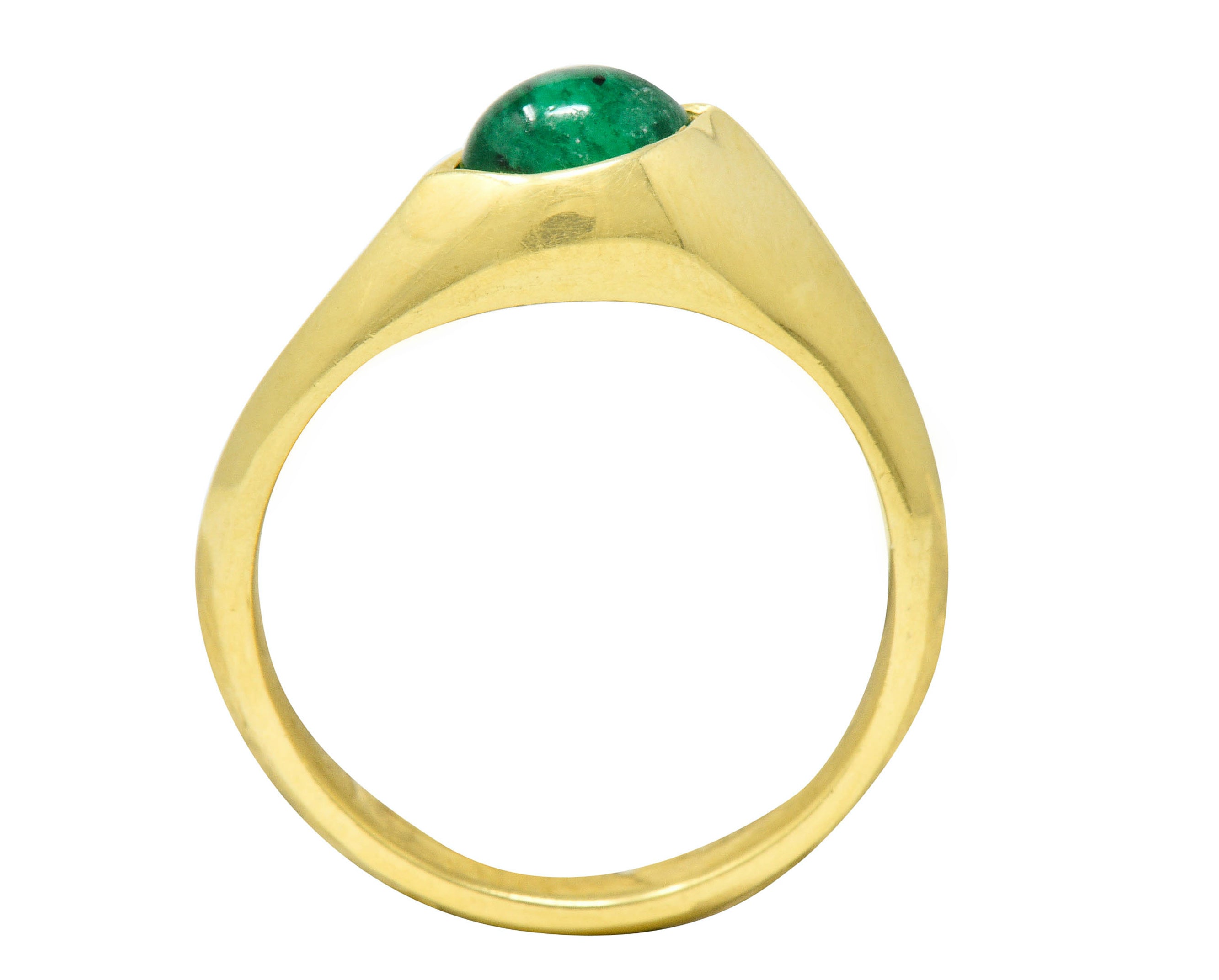 Vintage Emerald Cabochon 18 Karat Gold Eyelet Band Ring Circa 1990sRing - Wilson's Estate Jewelry