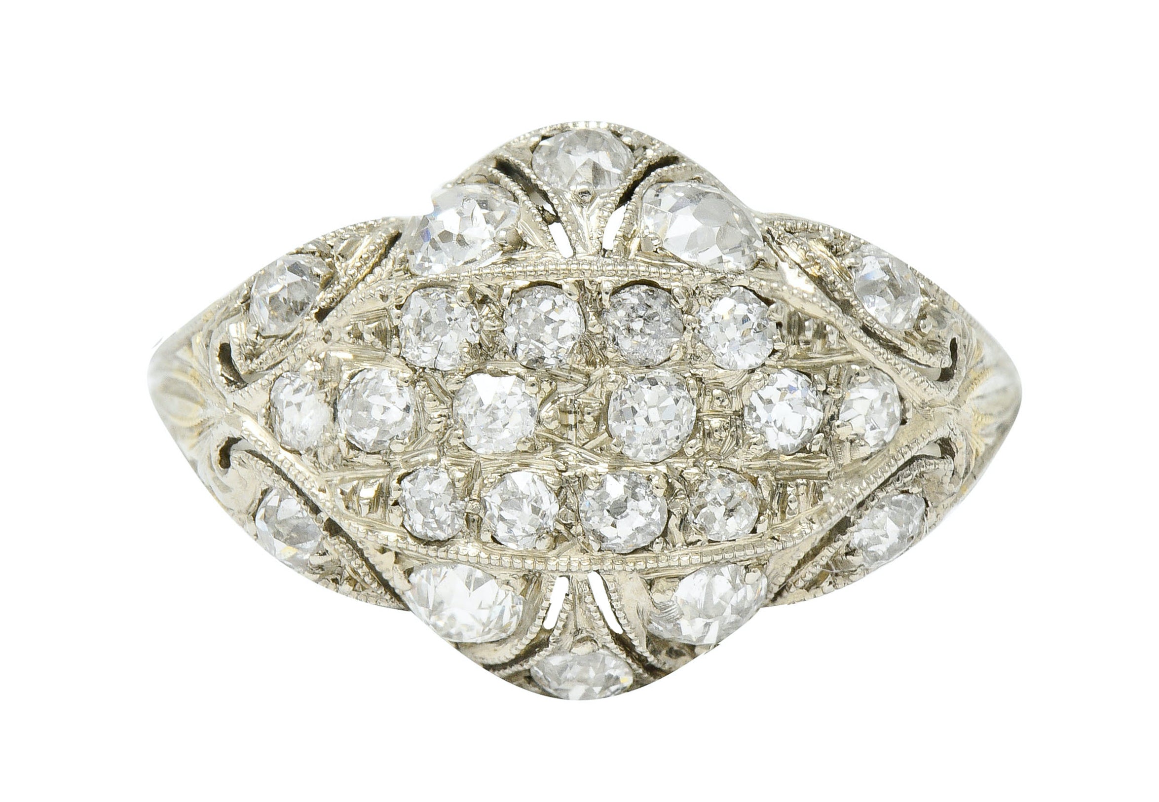 Art Deco 1.42 CTW Diamond 18 Karat White Gold Dinner RingRing - Wilson's Estate Jewelry