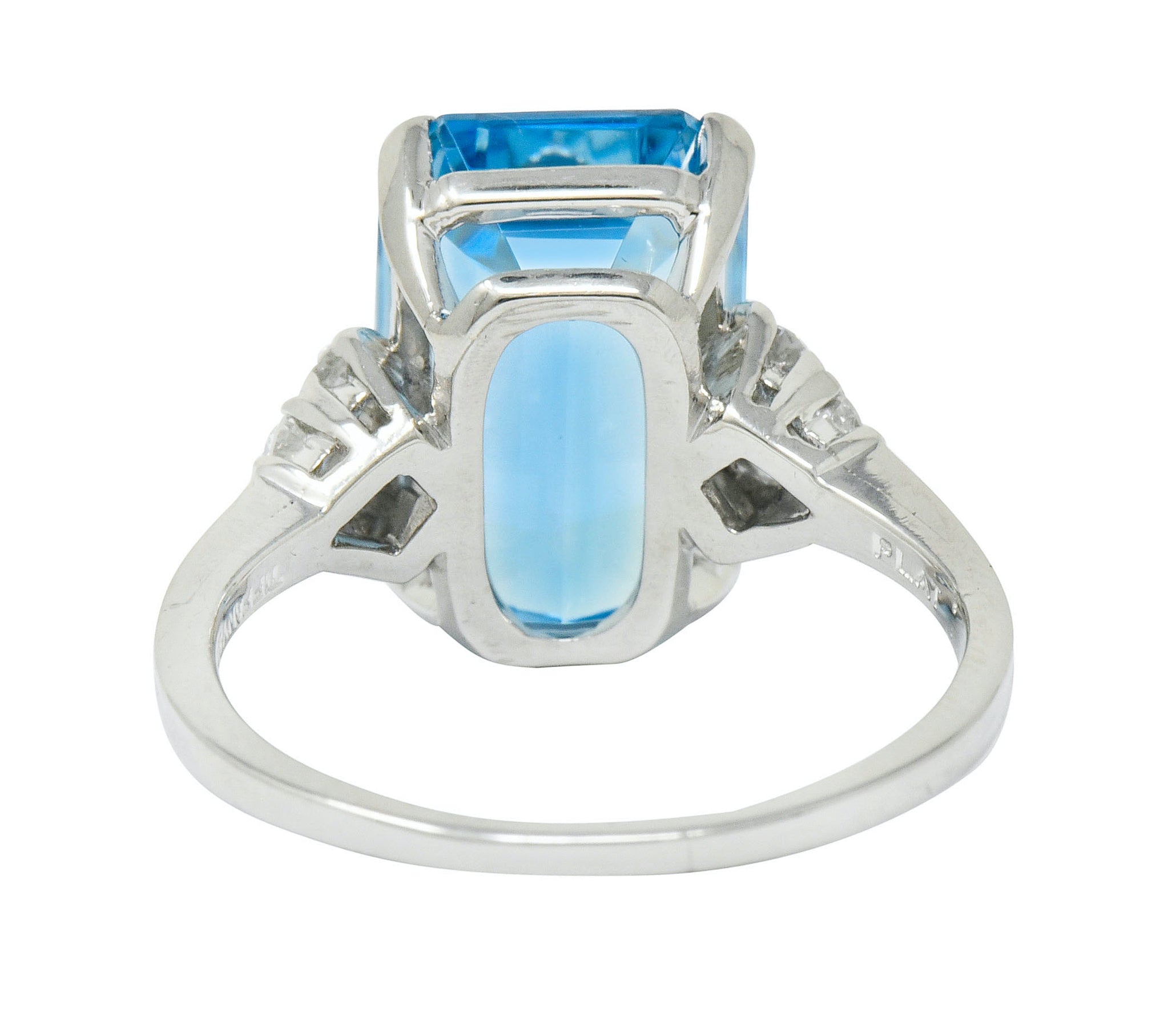 Tiffany & Co. 7.38 CTW Aquamarine Diamond Platinum Retro Cocktail Ring - Wilson's Estate Jewelry