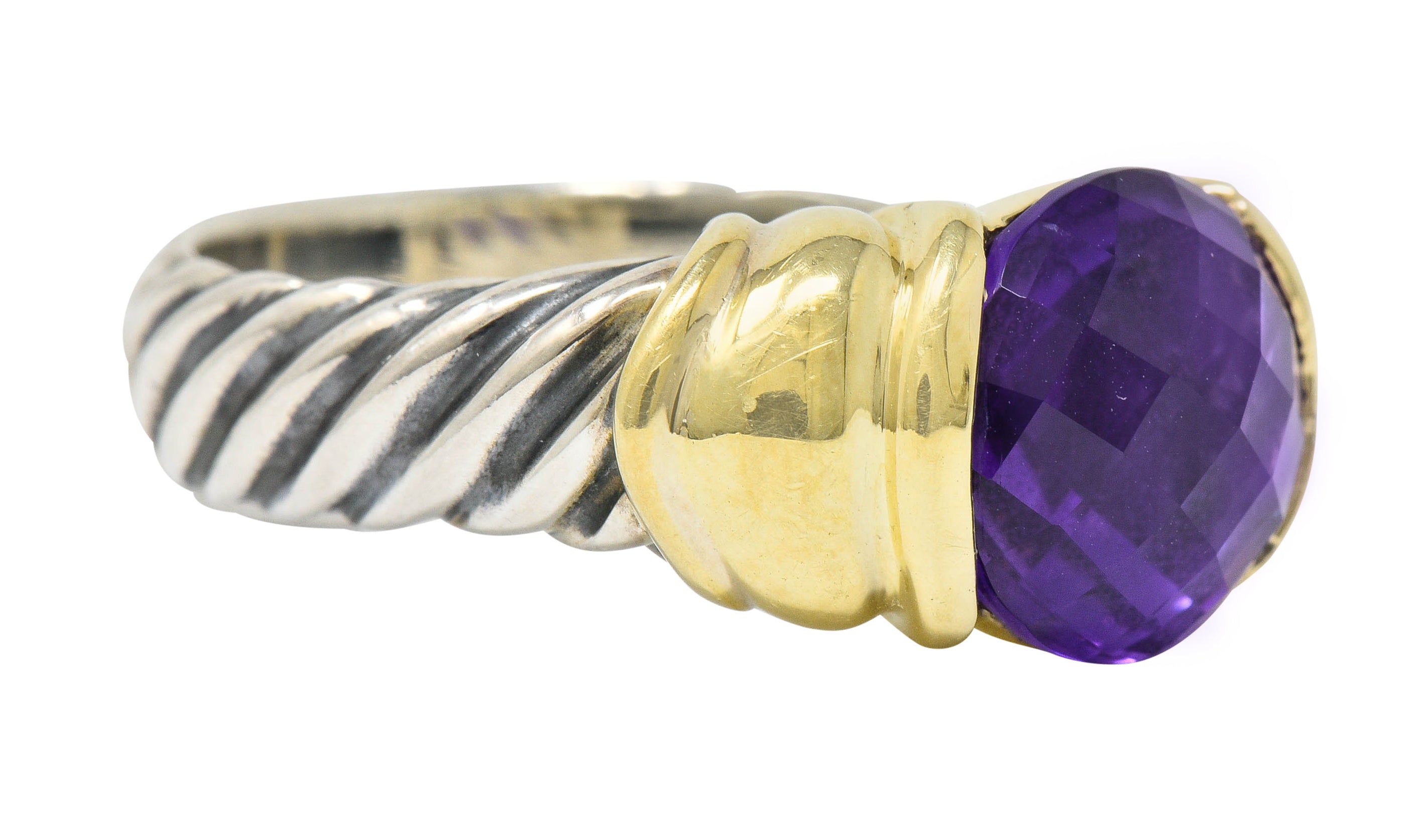 David Yurman Amethyst 18 Karat Gold Silver Capri RingRing - Wilson's Estate Jewelry