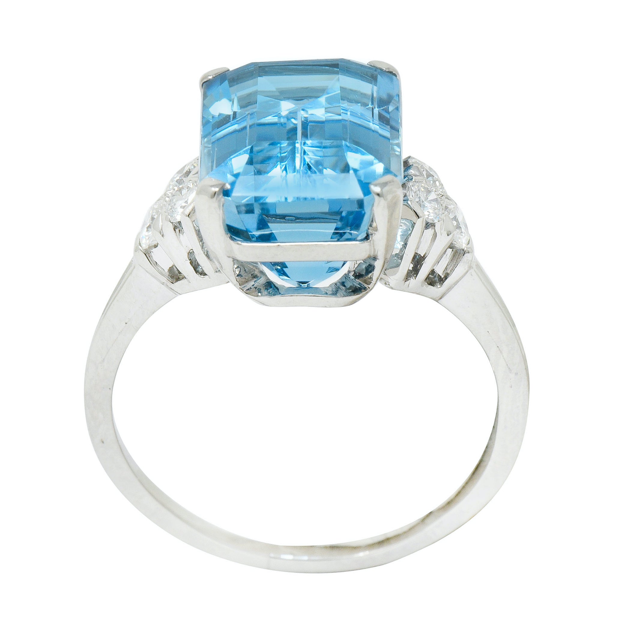 Tiffany & Co. 7.38 CTW Aquamarine Diamond Platinum Retro Cocktail Ring - Wilson's Estate Jewelry