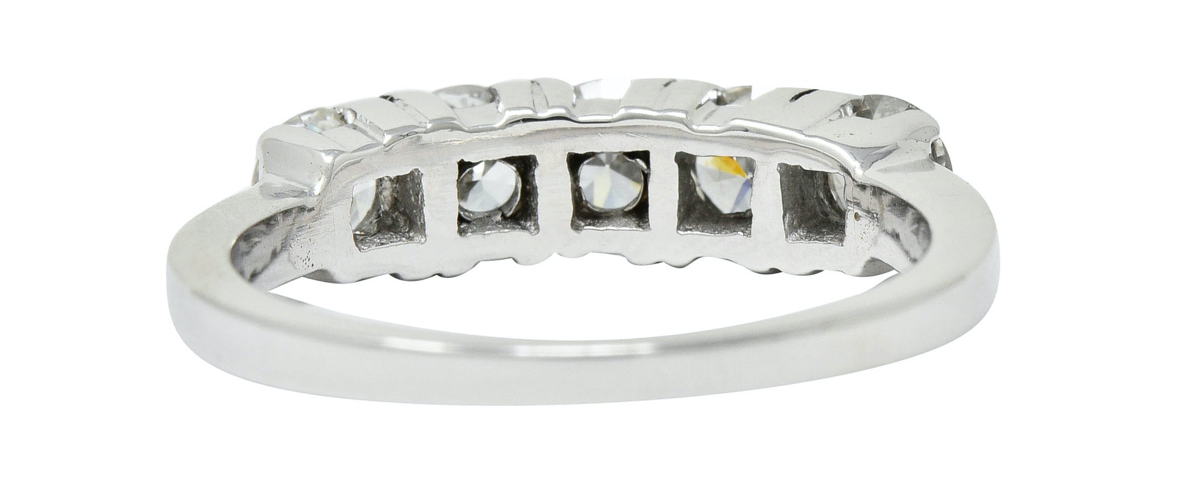 Mid-Century 1.00 CTW Diamond Platinum Five Stone Band RingRing - Wilson's Estate Jewelry