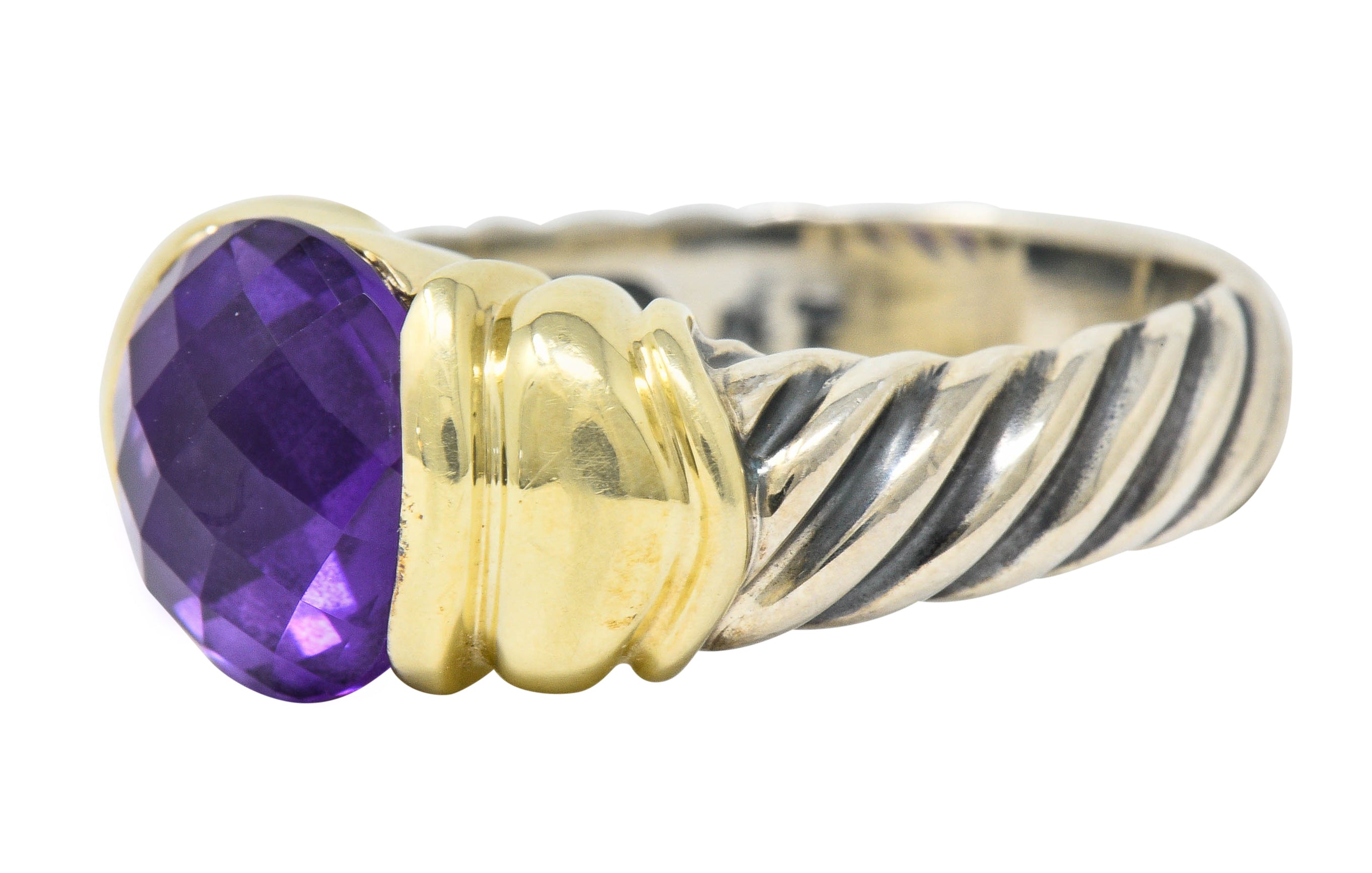 David Yurman Amethyst 18 Karat Gold Silver Capri RingRing - Wilson's Estate Jewelry