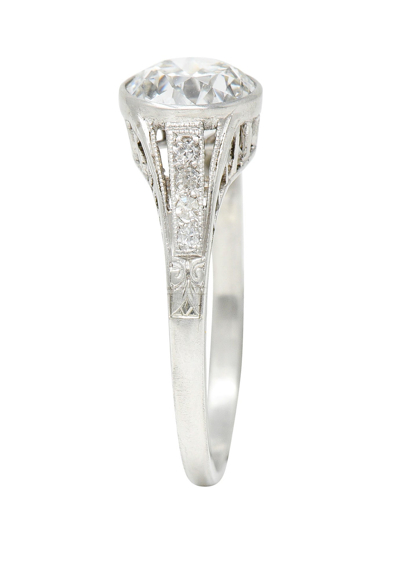 Art Deco 1.48 CTW Diamond Platinum Bezel Engagement RingRing - Wilson's Estate Jewelry