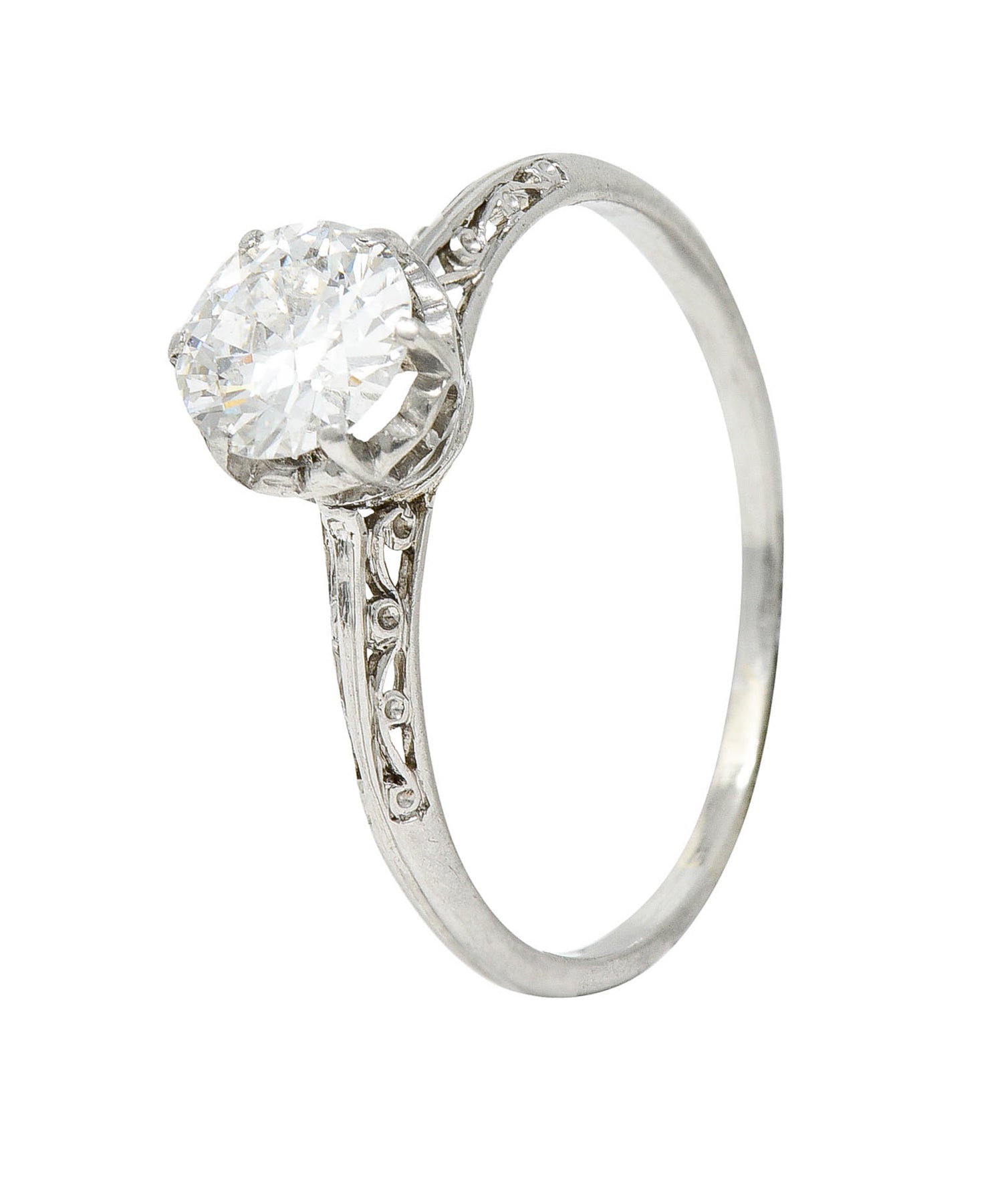 Late Edwardian 0.78 CTW Diamond Platinum Filigree Engagement RingRing - Wilson's Estate Jewelry