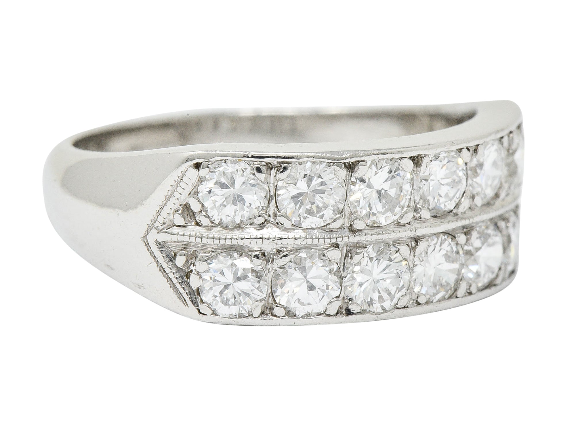 Mid-Century 1.50 CTW Diamond Platinum Band Ring Circa 1950Ring - Wilson's Estate Jewelry