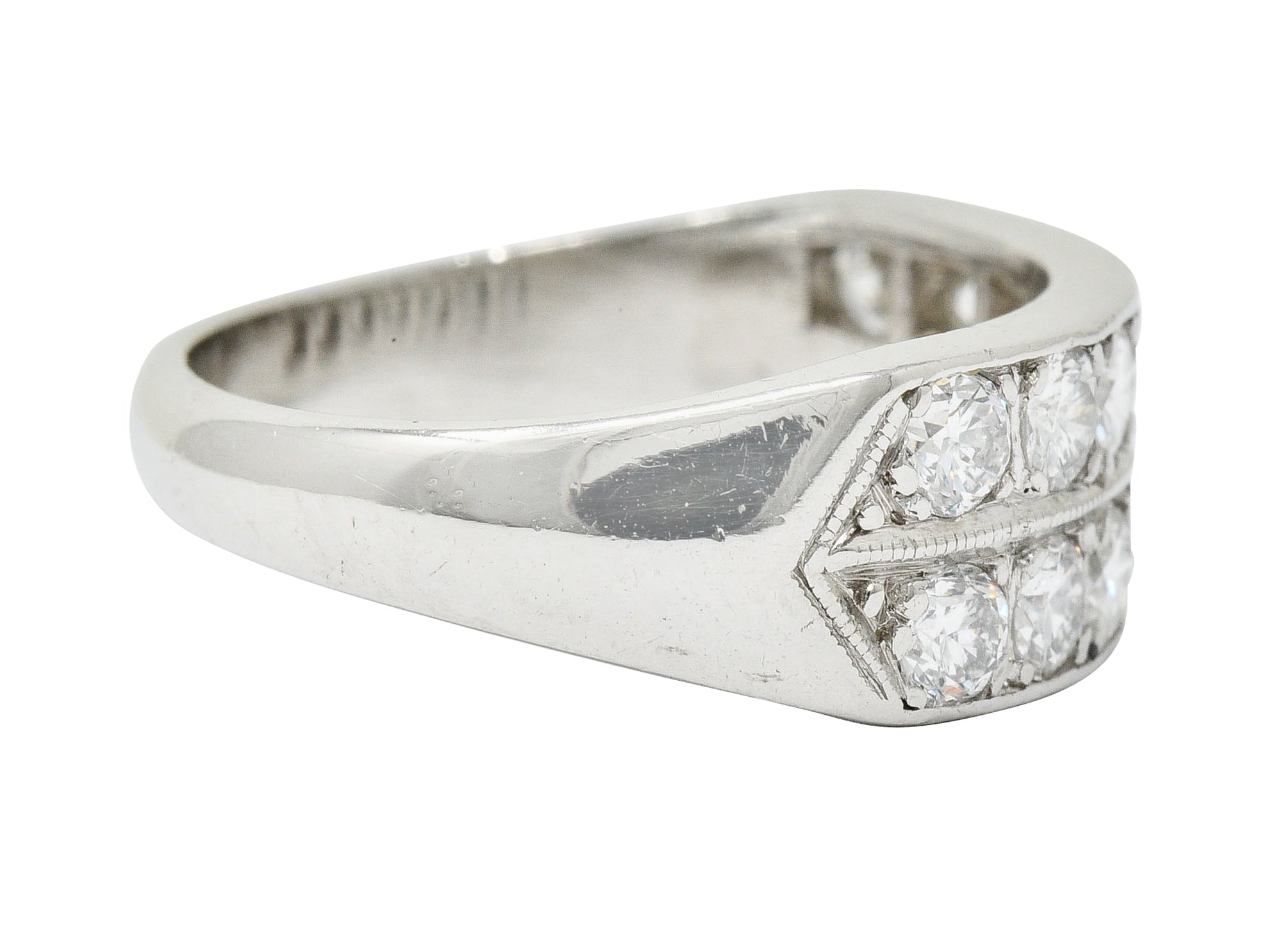 Mid-Century 1.50 CTW Diamond Platinum Band Ring Circa 1950Ring - Wilson's Estate Jewelry