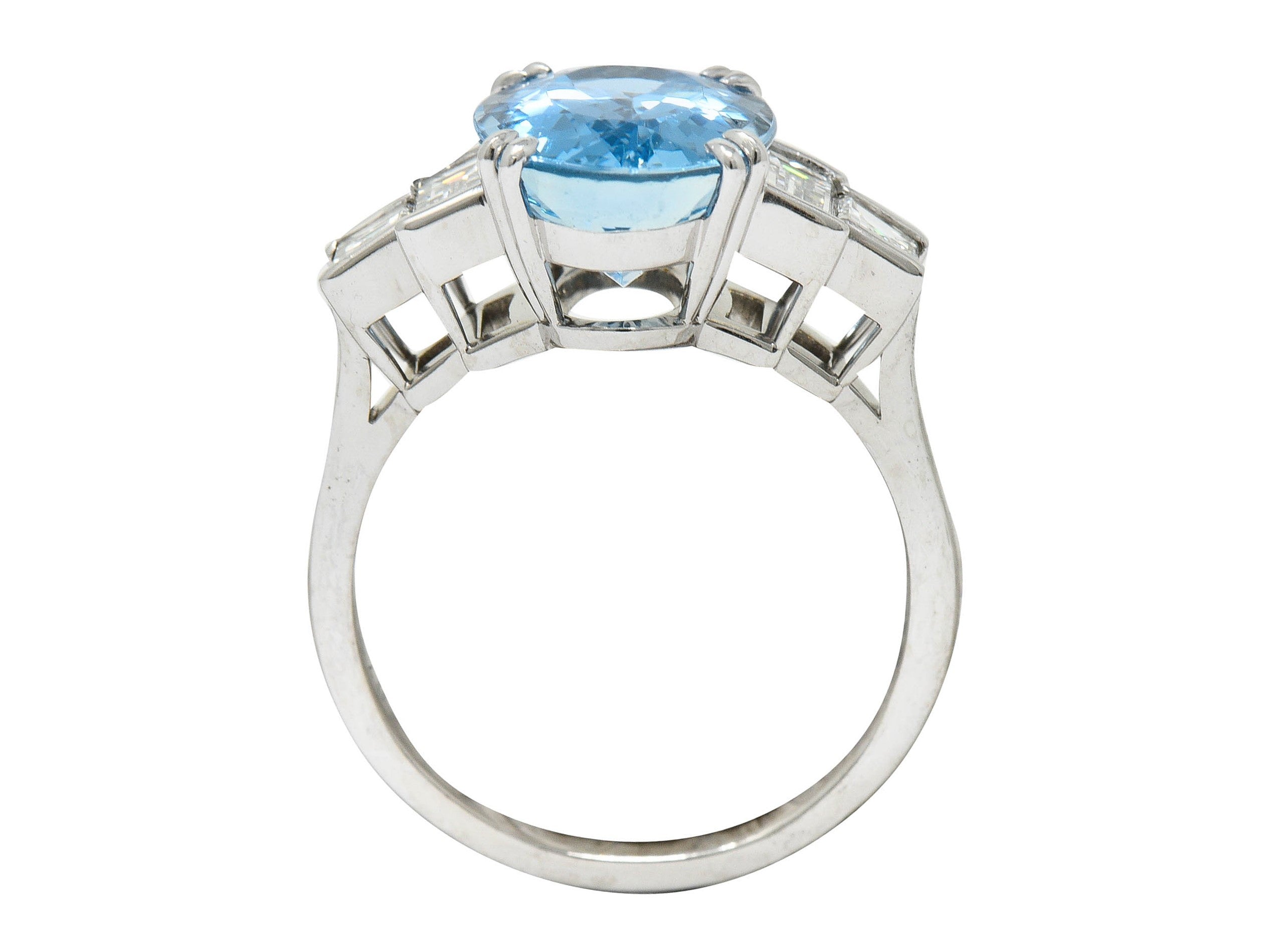 Tiffany & Co. 4.75 CTW Aquamarine Diamond Platinum Statement RingRing - Wilson's Estate Jewelry