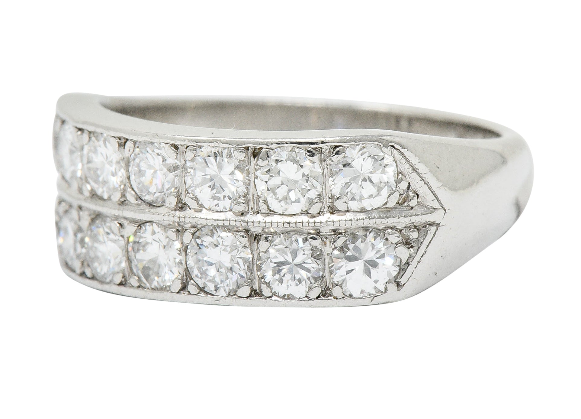 Mid-Century 1.50 CTW Diamond Platinum Band Ring Circa 1950Ring - Wilson's Estate Jewelry