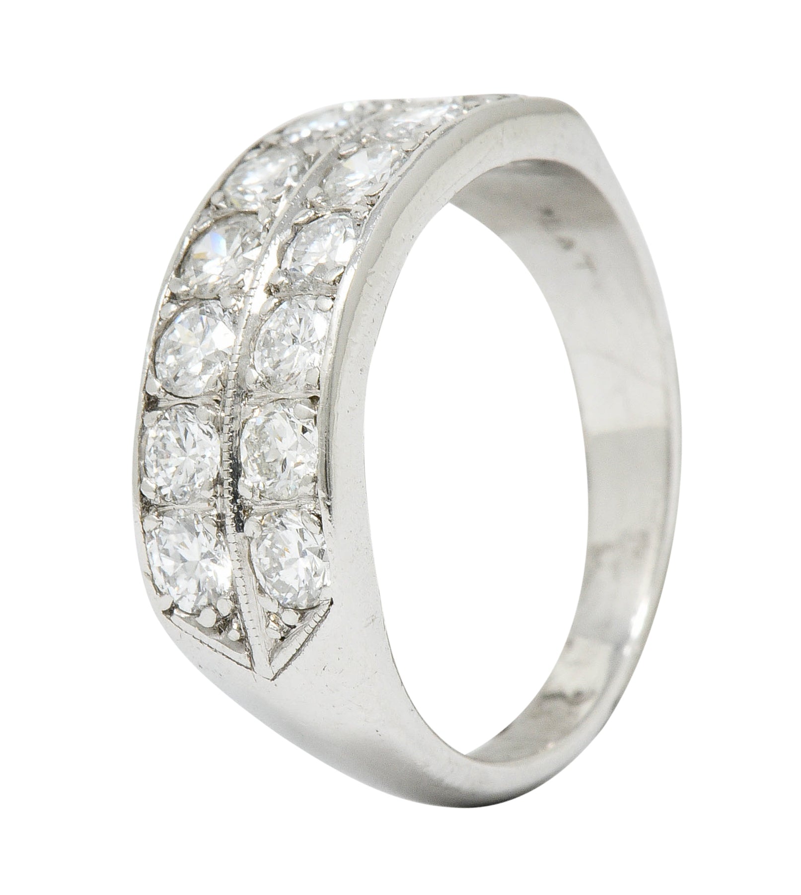 Mid-Century 1.50 CTW Diamond Platinum Band Ring Circa 1950Ring - Wilson's Estate Jewelry