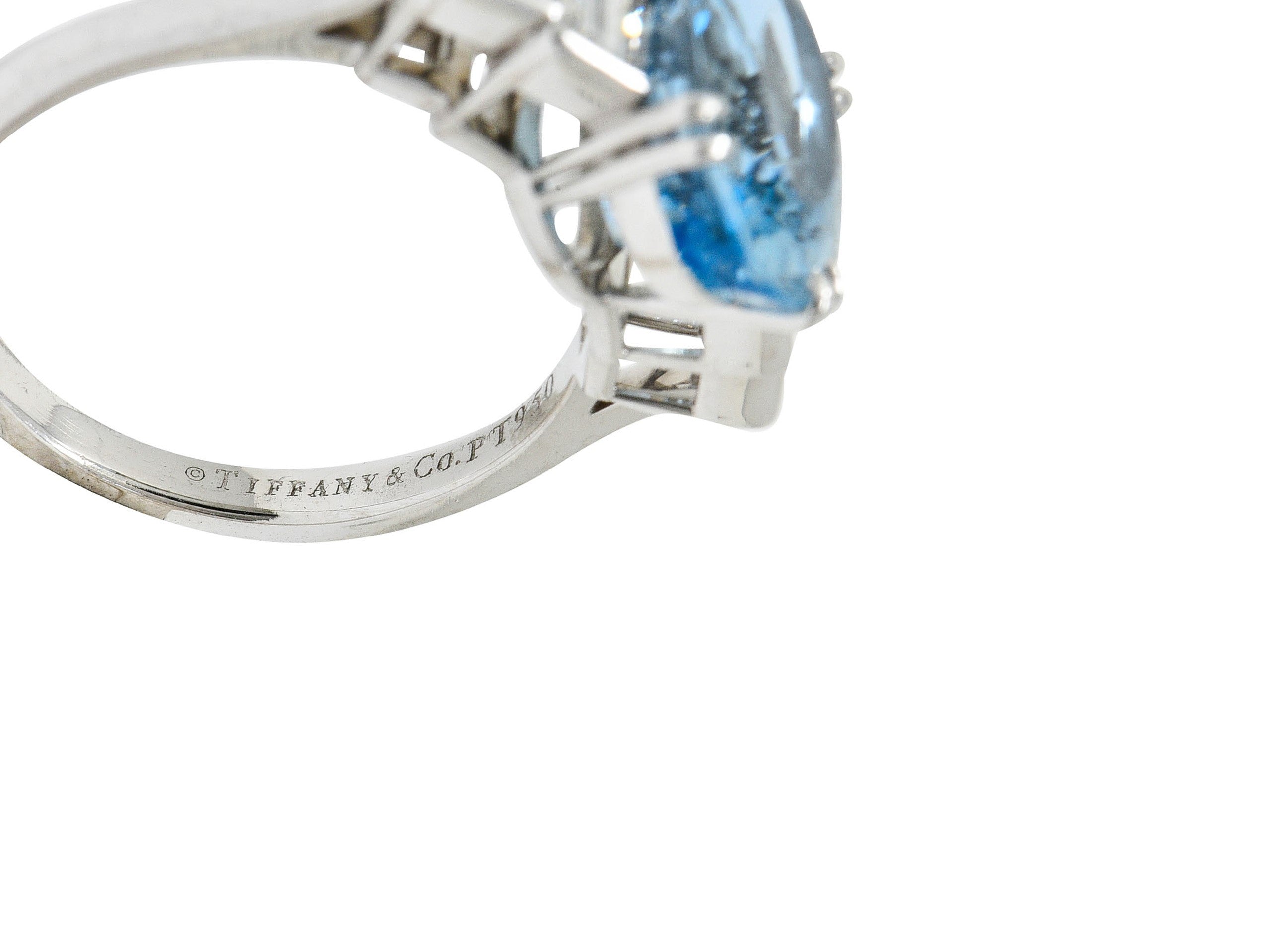 Tiffany & Co. 4.75 CTW Aquamarine Diamond Platinum Statement RingRing - Wilson's Estate Jewelry