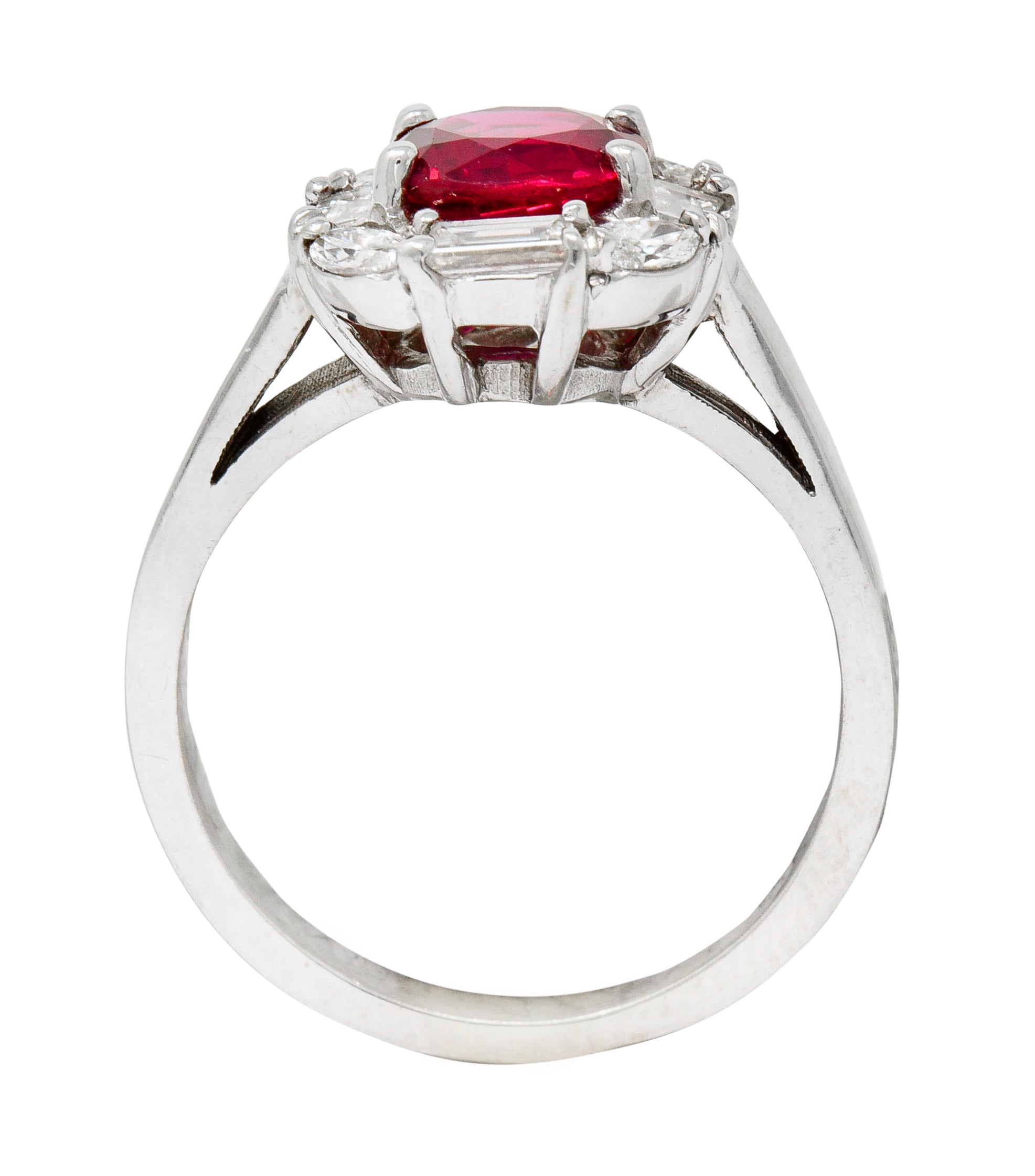 Vintage 2.60 CTW Ruby Diamond 18 Karat White Gold Cluster Ring AGL - Wilson's Estate Jewelry