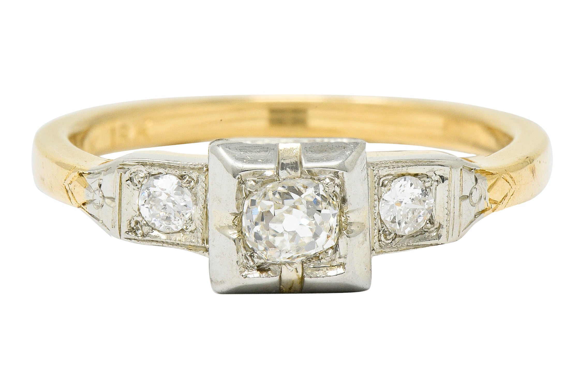 Ringcraft Retro 0.45 CTW Diamond 14 Karat Two-Tone Gold Engagement RingRing - Wilson's Estate Jewelry