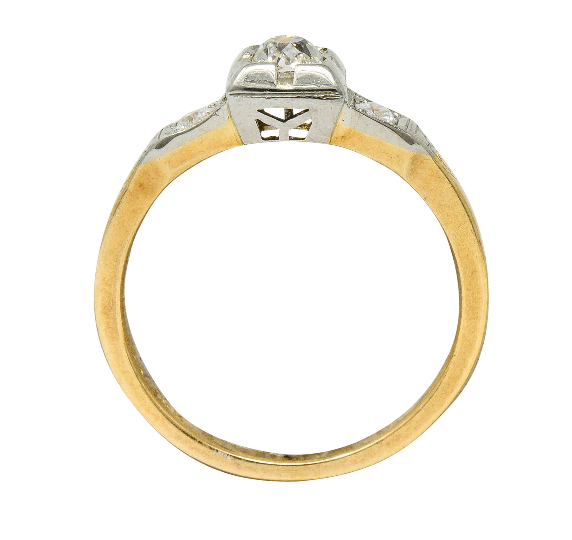 Ringcraft Retro 0.45 CTW Diamond 14 Karat Two-Tone Gold Engagement RingRing - Wilson's Estate Jewelry