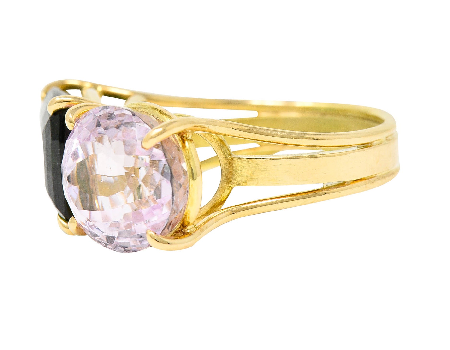 Green Tourmaline Kunzite 14 Karat Gold Double Gemstone RingRing - Wilson's Estate Jewelry