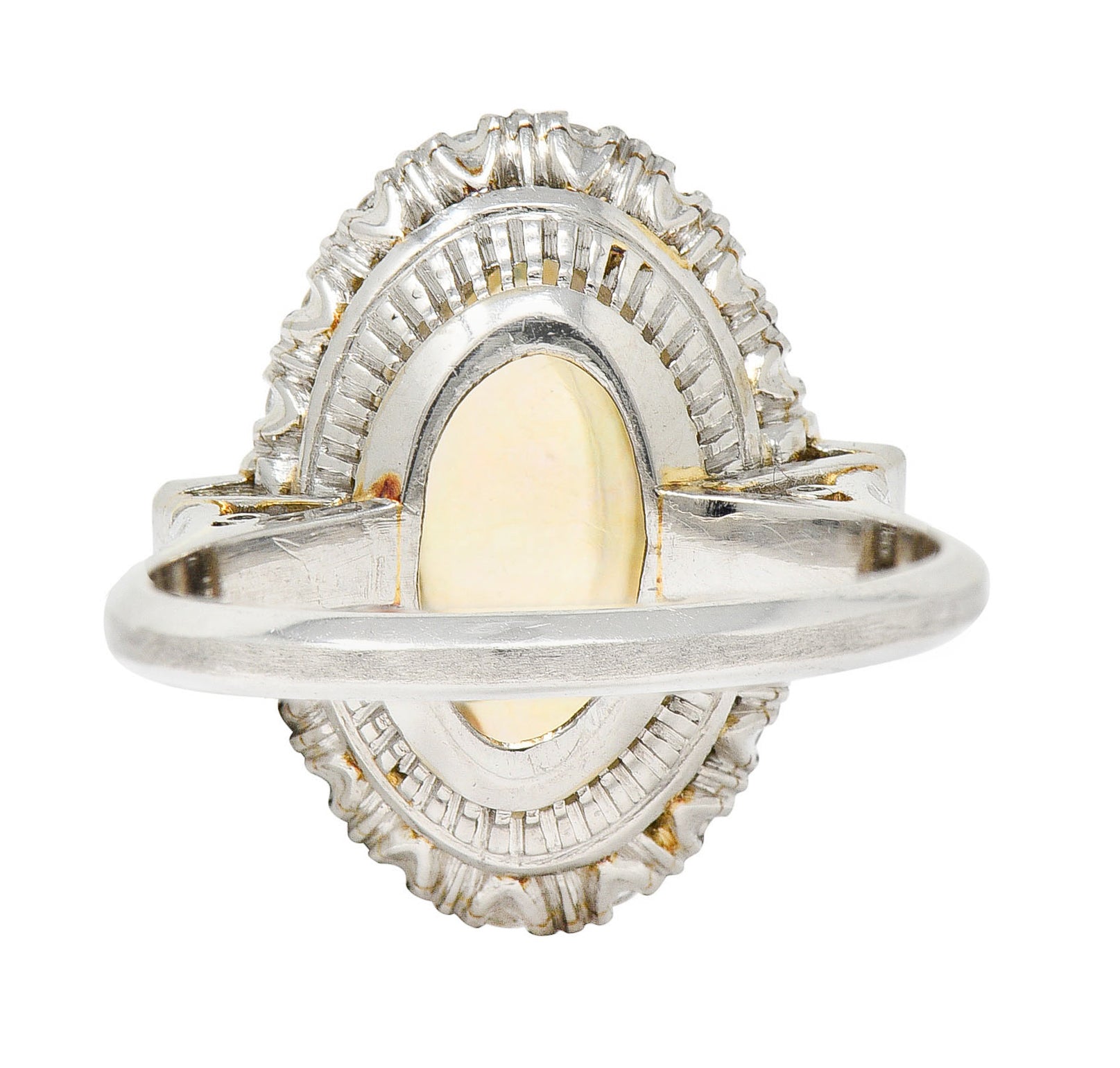 Contemporary Jelly Opal Diamond Platinum Navette Cluster RingRing - Wilson's Estate Jewelry