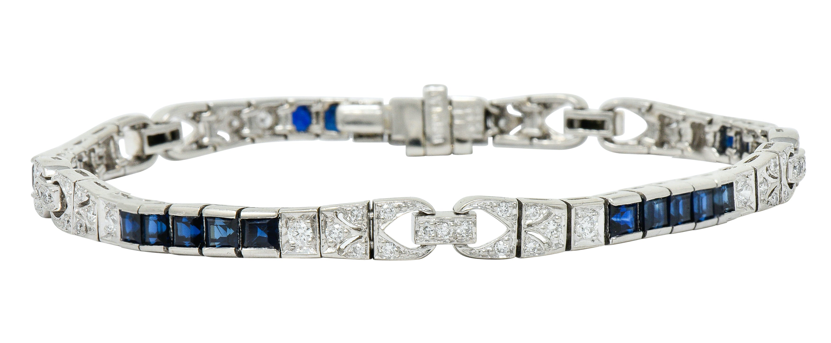 Vintage Sapphire Diamond Platinum Line Braceletbracelet - Wilson's Estate Jewelry