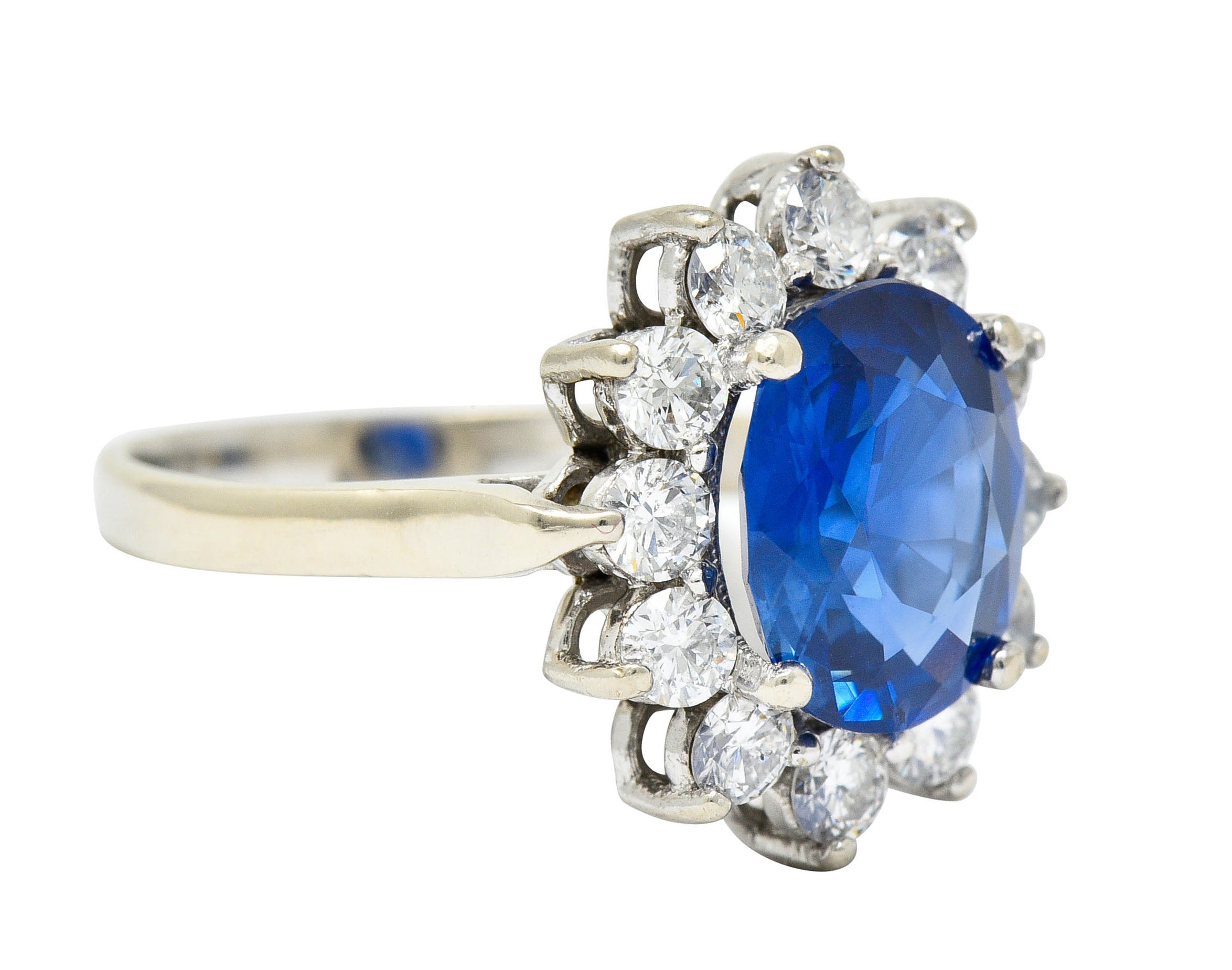 Regal 5.16 CTW Sapphire Diamond 14 Karat White Gold Cluster RingRing - Wilson's Estate Jewelry